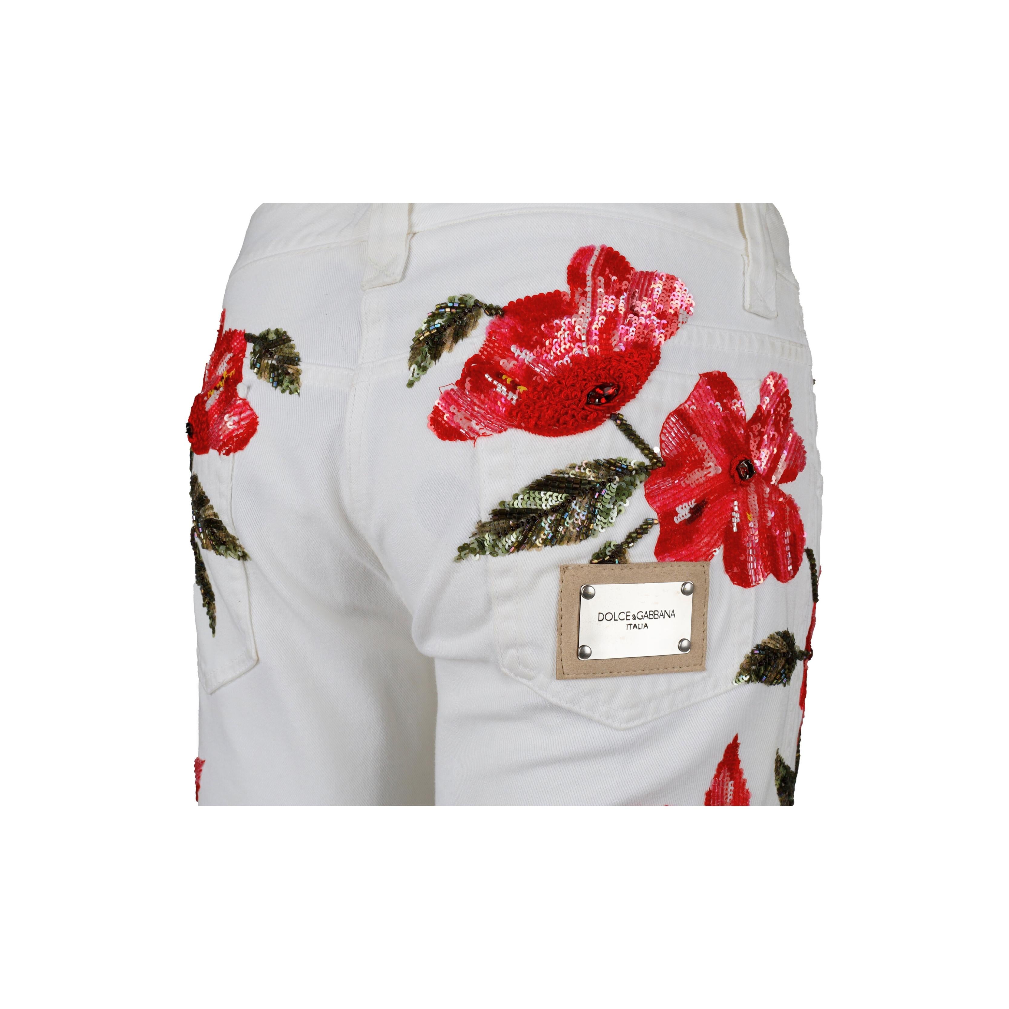 Dolce & Gabbana Embellished Floral Pants For Sale 3