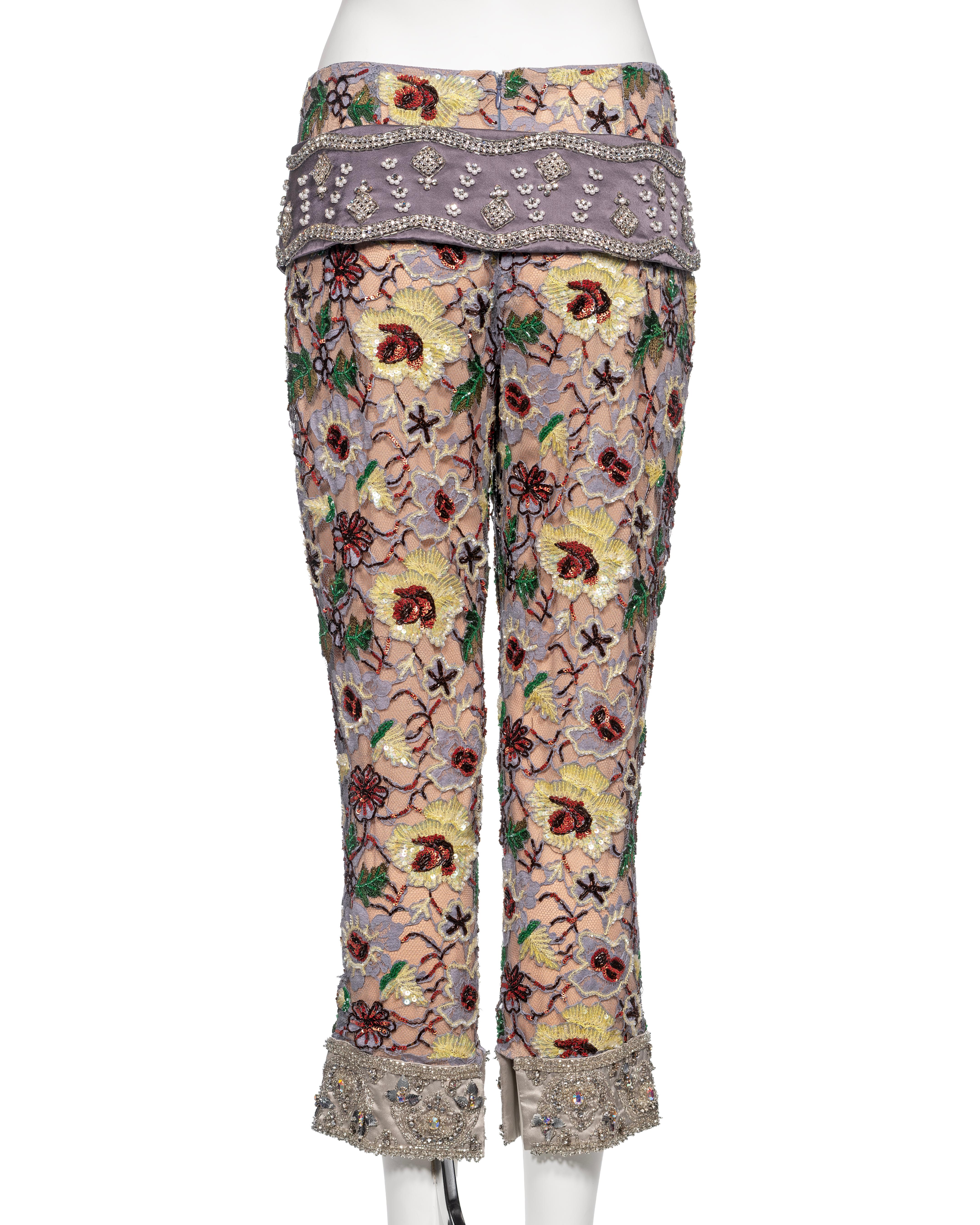 Dolce & Gabbana Embellished Lace Capri Pants and Belt Set, FW 1999 For Sale 6