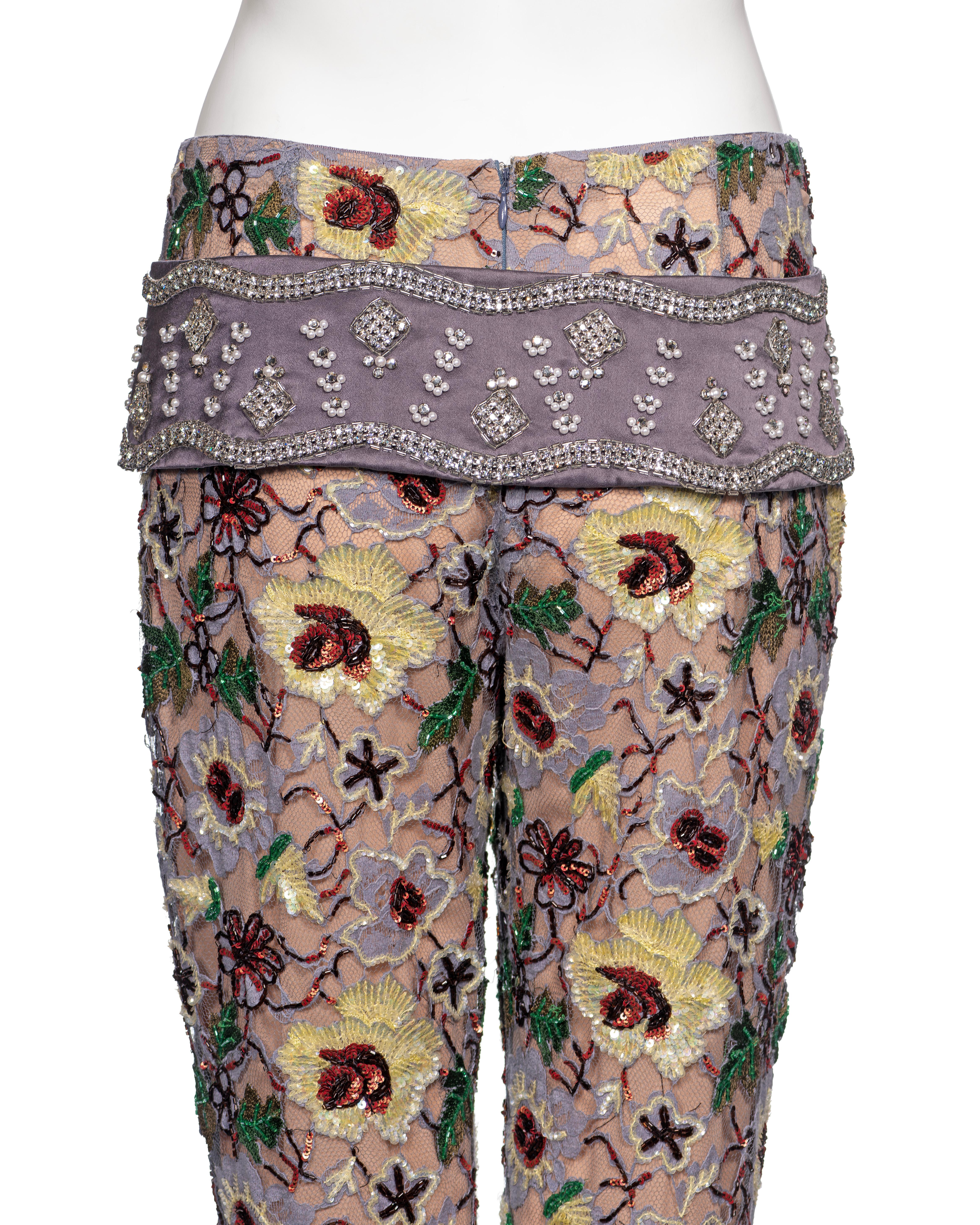 Dolce & Gabbana Embellished Lace Capri Pants and Belt Set, FW 1999 For Sale 7