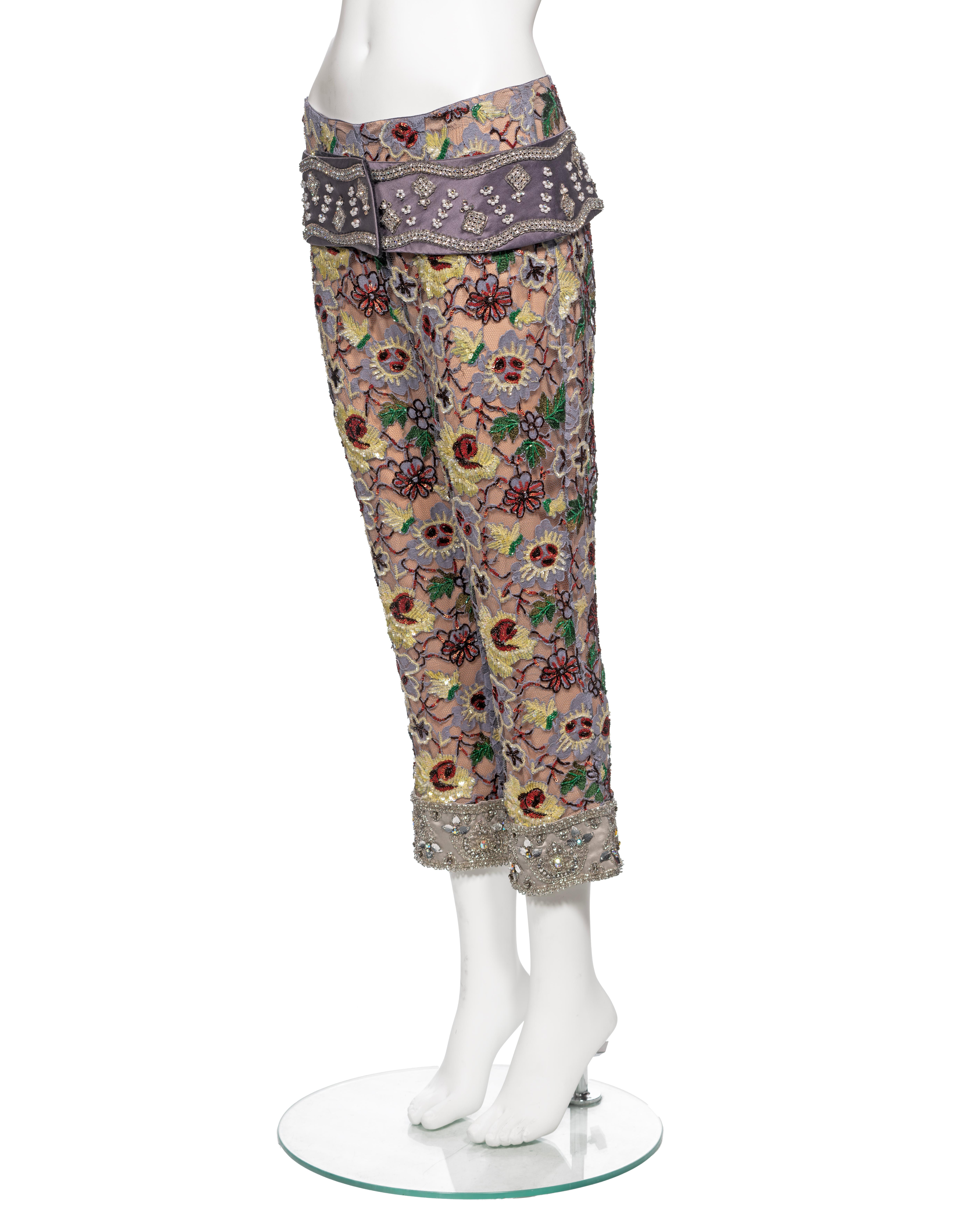 Dolce & Gabbana Embellished Lace Capri Pants and Belt Set, FW 1999 For Sale 8