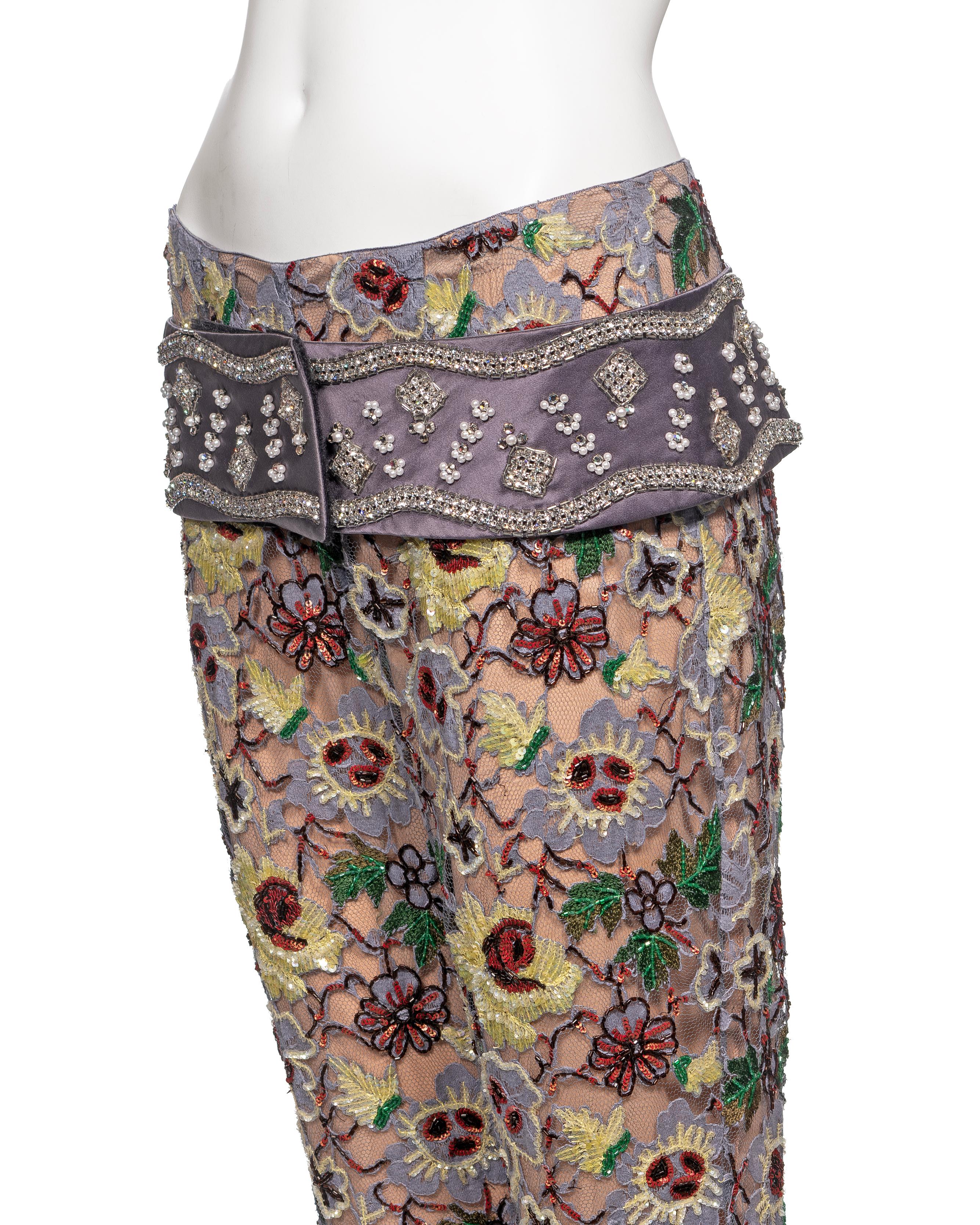 Dolce & Gabbana Embellished Lace Capri Pants and Belt Set, FW 1999 For Sale 9