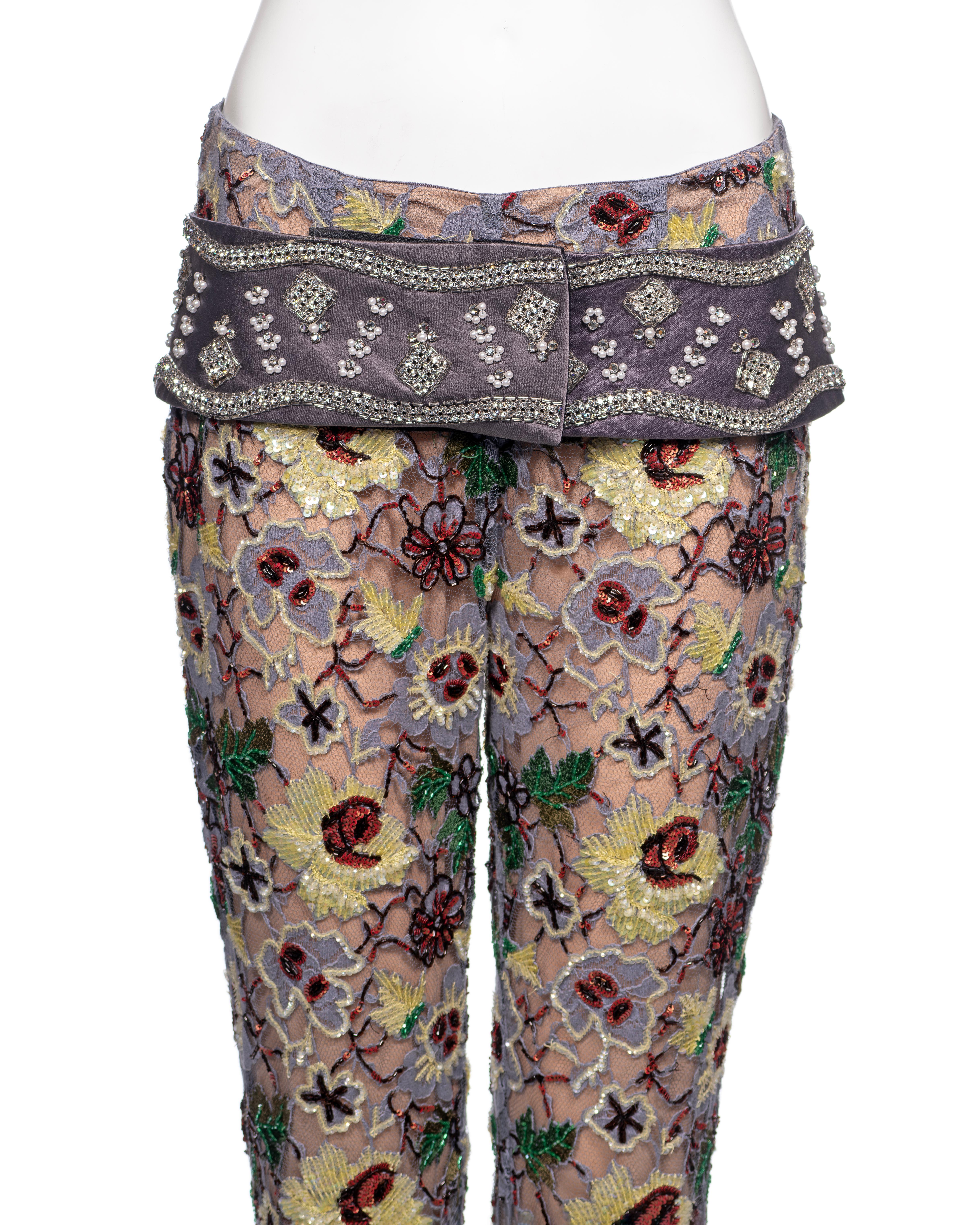 Dolce & Gabbana Embellished Lace Capri Pants and Belt Set, FW 1999 For Sale 2