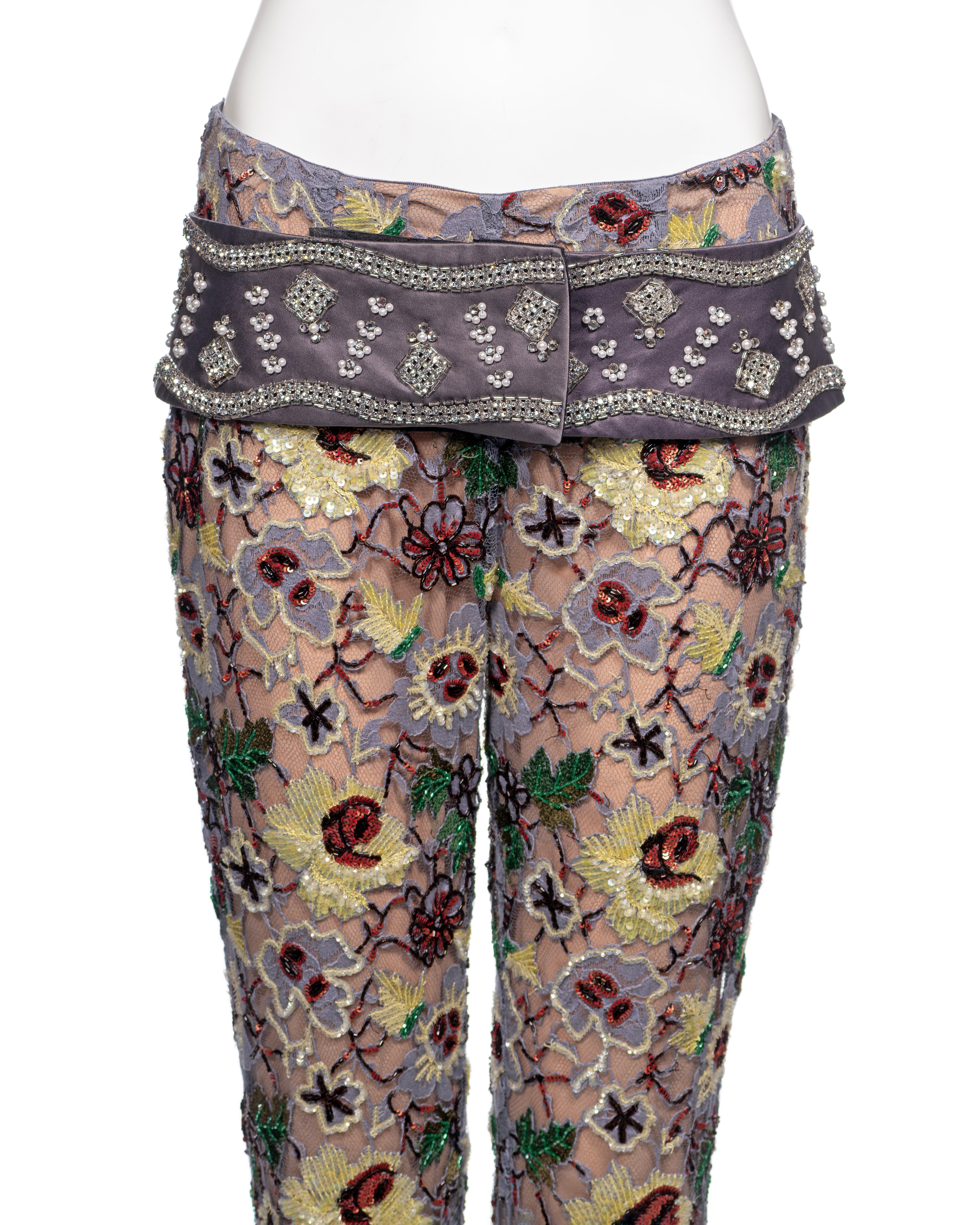 Dolce & Gabbana Embellished Lace Capri Pants and Belt Set, FW 1999 1