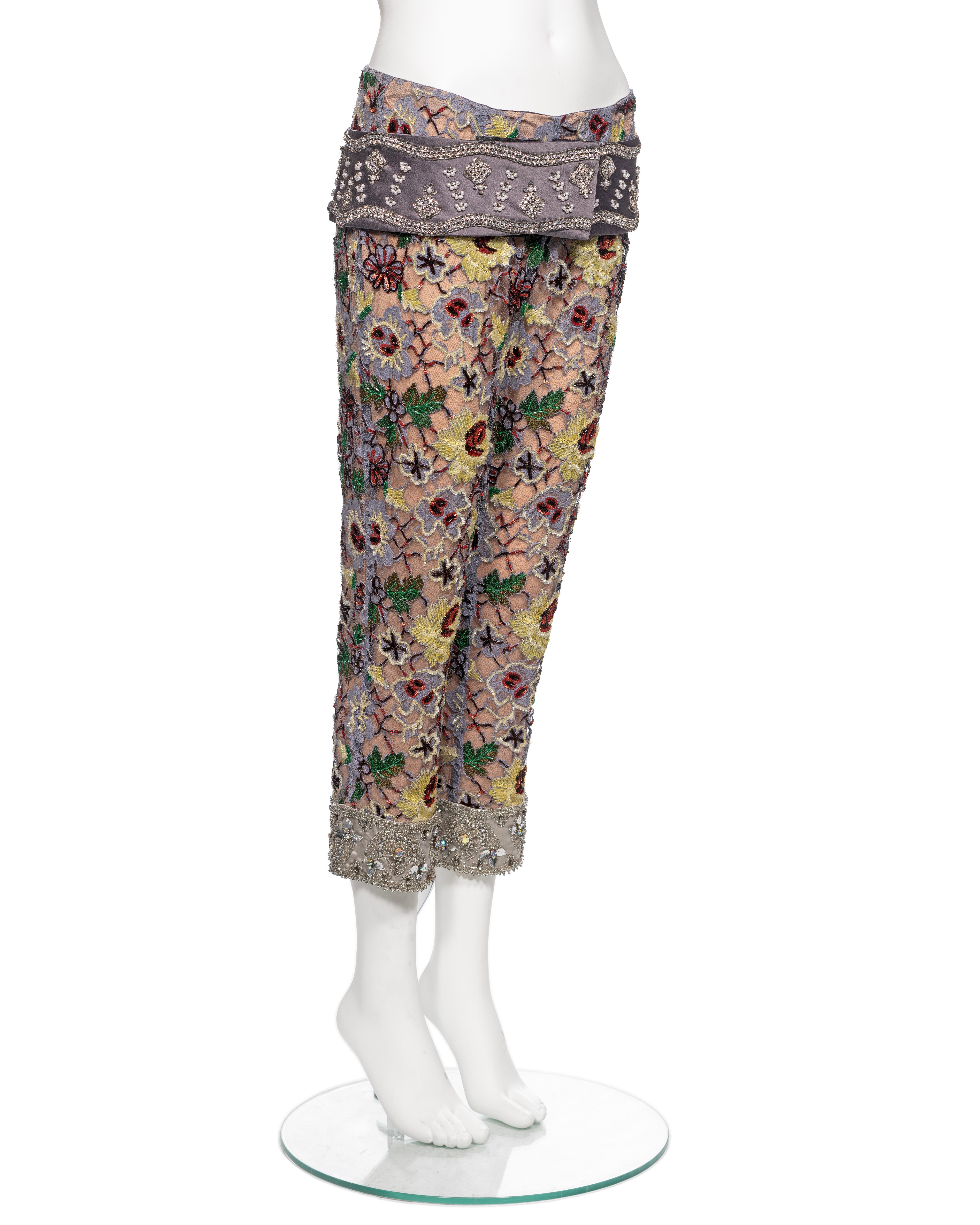 Dolce & Gabbana Embellished Lace Capri Pants and Belt Set, FW 1999 For Sale 3