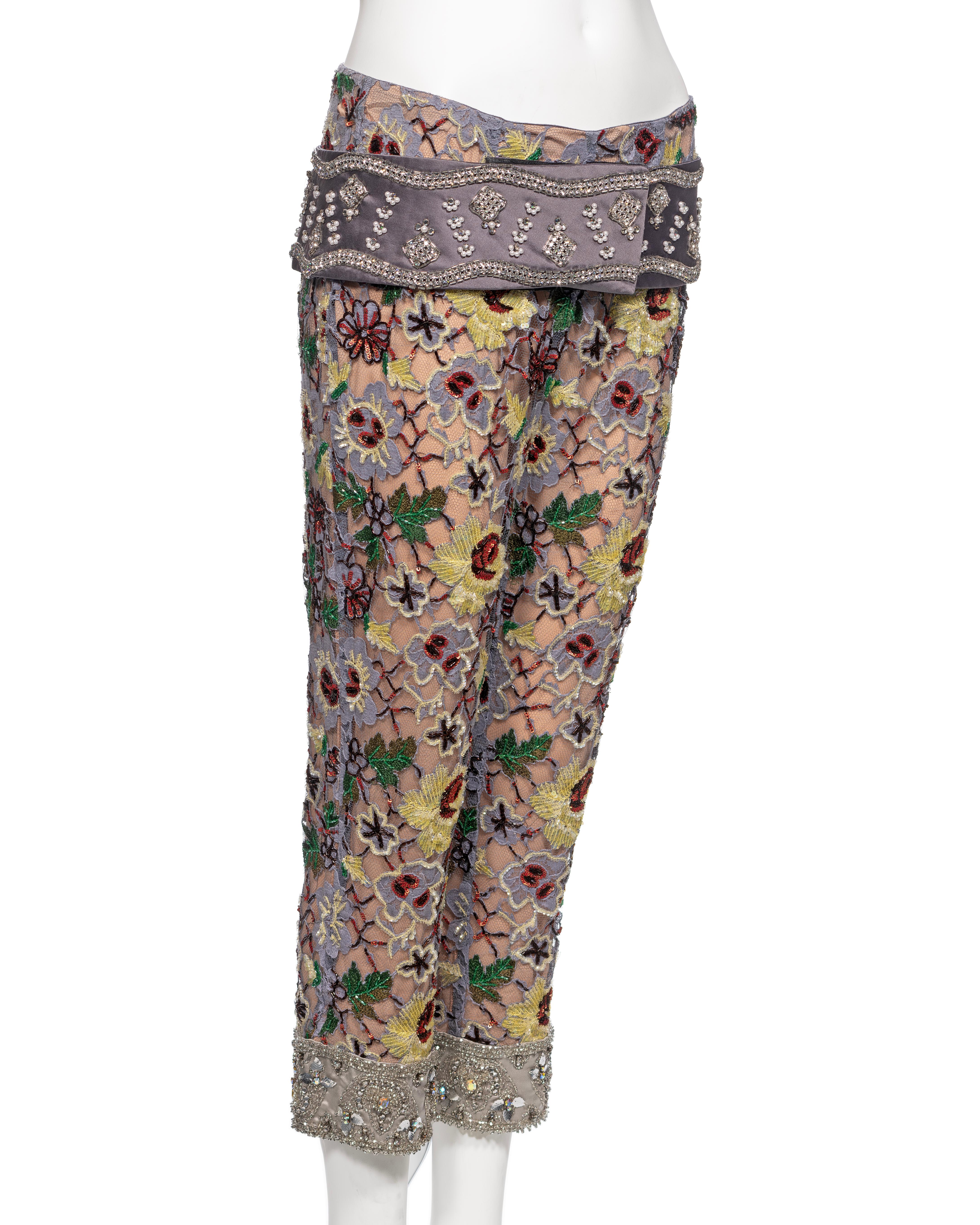 Dolce & Gabbana Embellished Lace Capri Pants and Belt Set, FW 1999 For Sale 4
