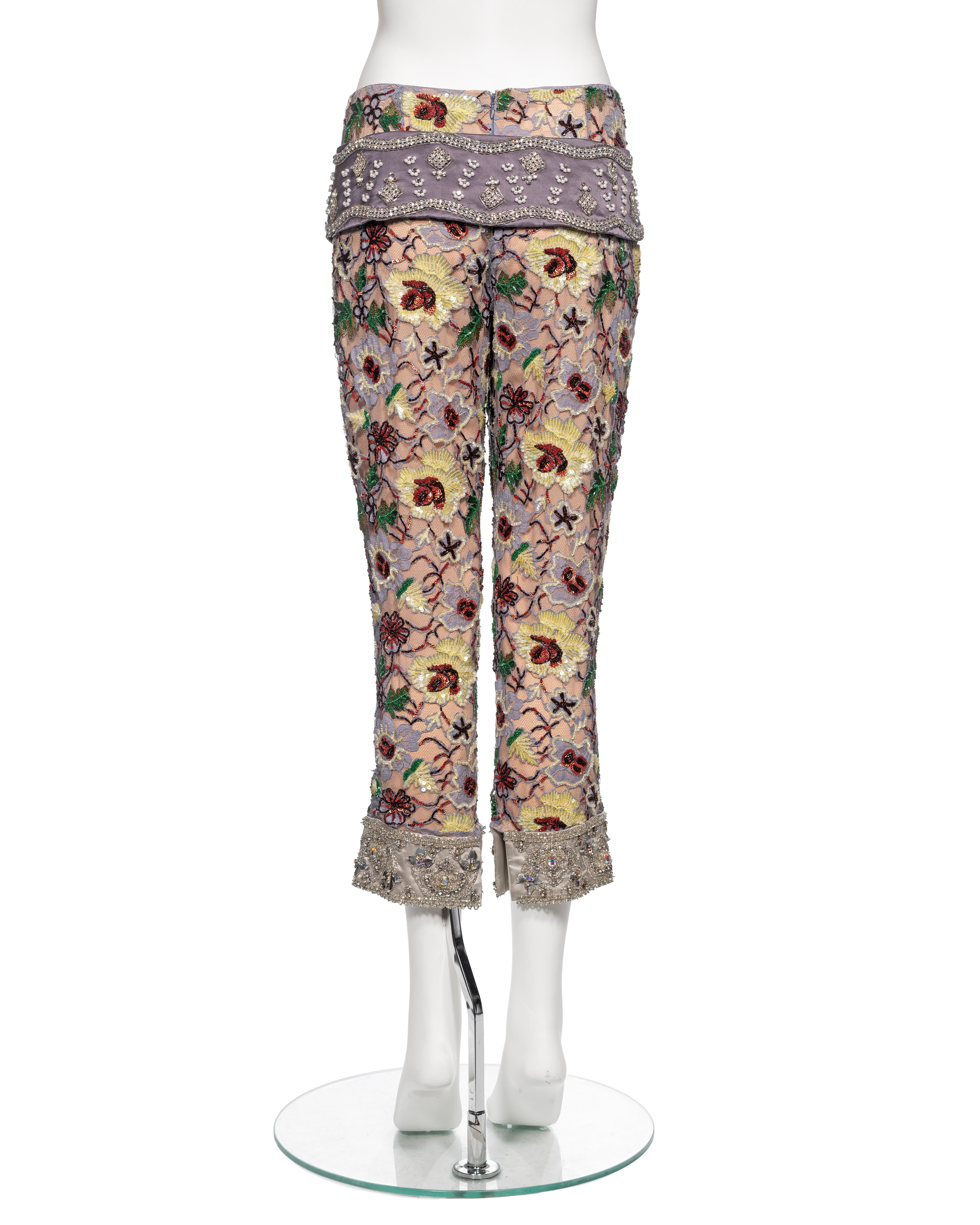 Dolce & Gabbana Embellished Lace Capri Pants and Belt Set, FW 1999 For Sale 5