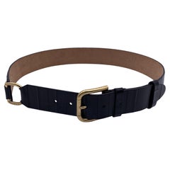 Dolce & Gabbana Embossed Black Leather Belt Gold Metal Buckle 85/34
