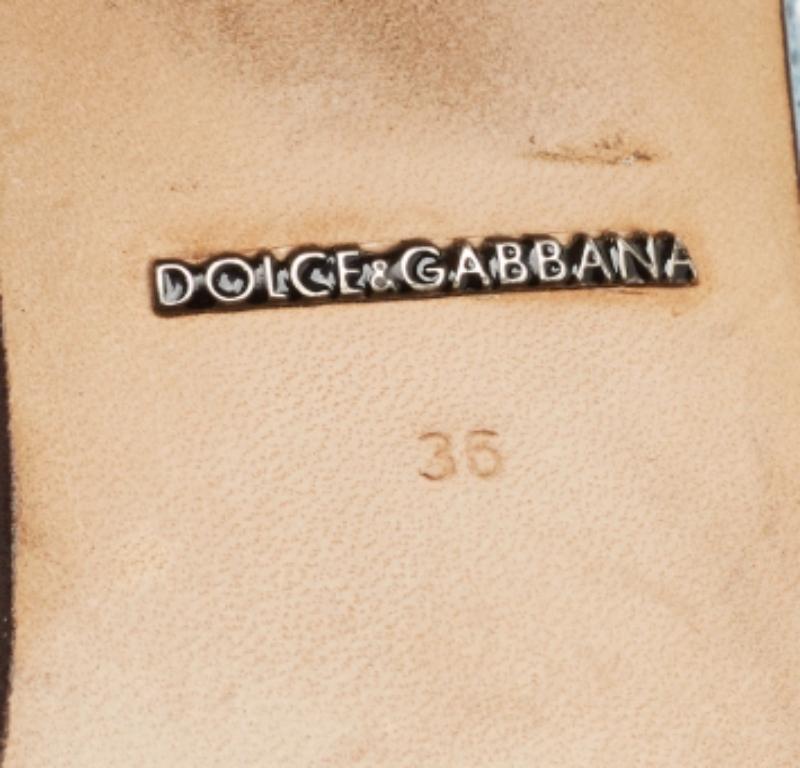 Dolce & Gabbana Embossed Lizard Crystal Embellished Slide Sandals Size 36 For Sale 3