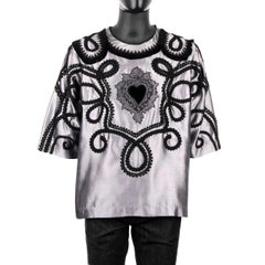 Dolce & Gabbana - Chemise brodée « Sacred Heart » grise 46