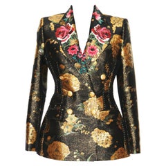 Dolce 
Gabbana Embroidered Sequins Flowers Double Breasted Jacket