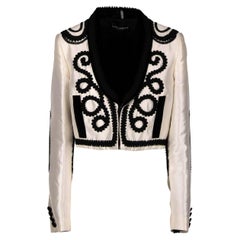 Dolce & Gabbana - Embroidered Silk Torero Jacket White Black IT 40