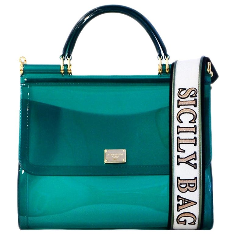 Dolce and Gabbana Emerald Green Semi-Transparent Rubber PVC Sicily Bag at  1stDibs