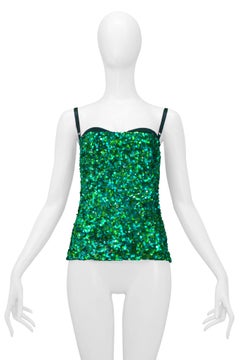 Dolce & Gabbana Emerald Green Sequin Bustier Corset Top