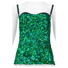 Dolce & Gabbana Emerald Green Sequin Bustier Corset Top