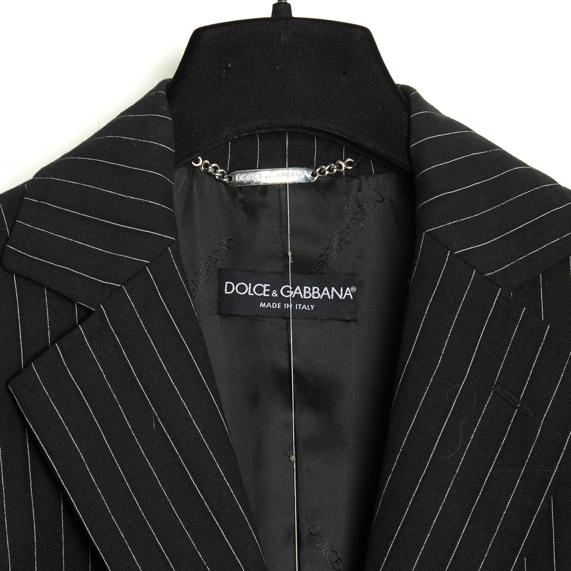 Nero Dolce & Gabbana Ensemble FR36 Giacca gessata in lana nera Mini gonna UK8 US6 in vendita