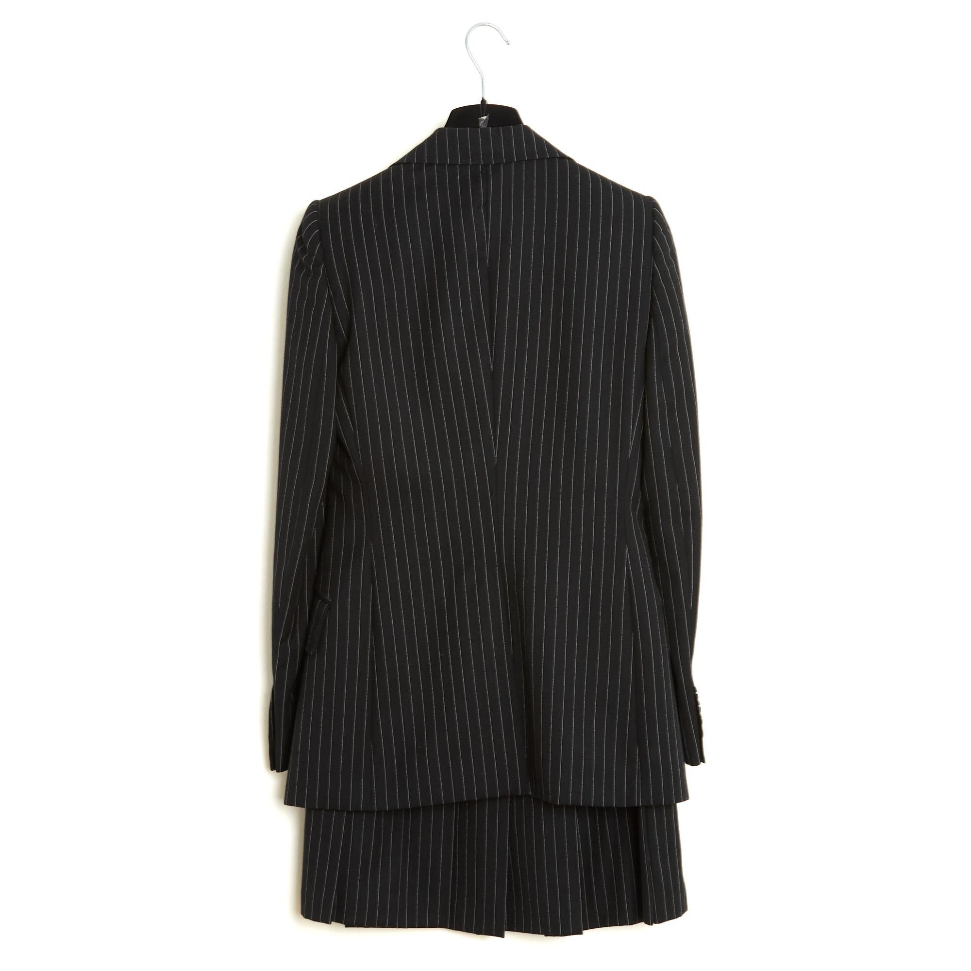 Donna Dolce & Gabbana Ensemble FR36 Giacca gessata in lana nera Mini gonna UK8 US6 in vendita