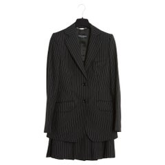 Dolce & Gabbana Ensemble FR36 Black Wool Pinstriped Jacket Mini Skirt UK8 US6