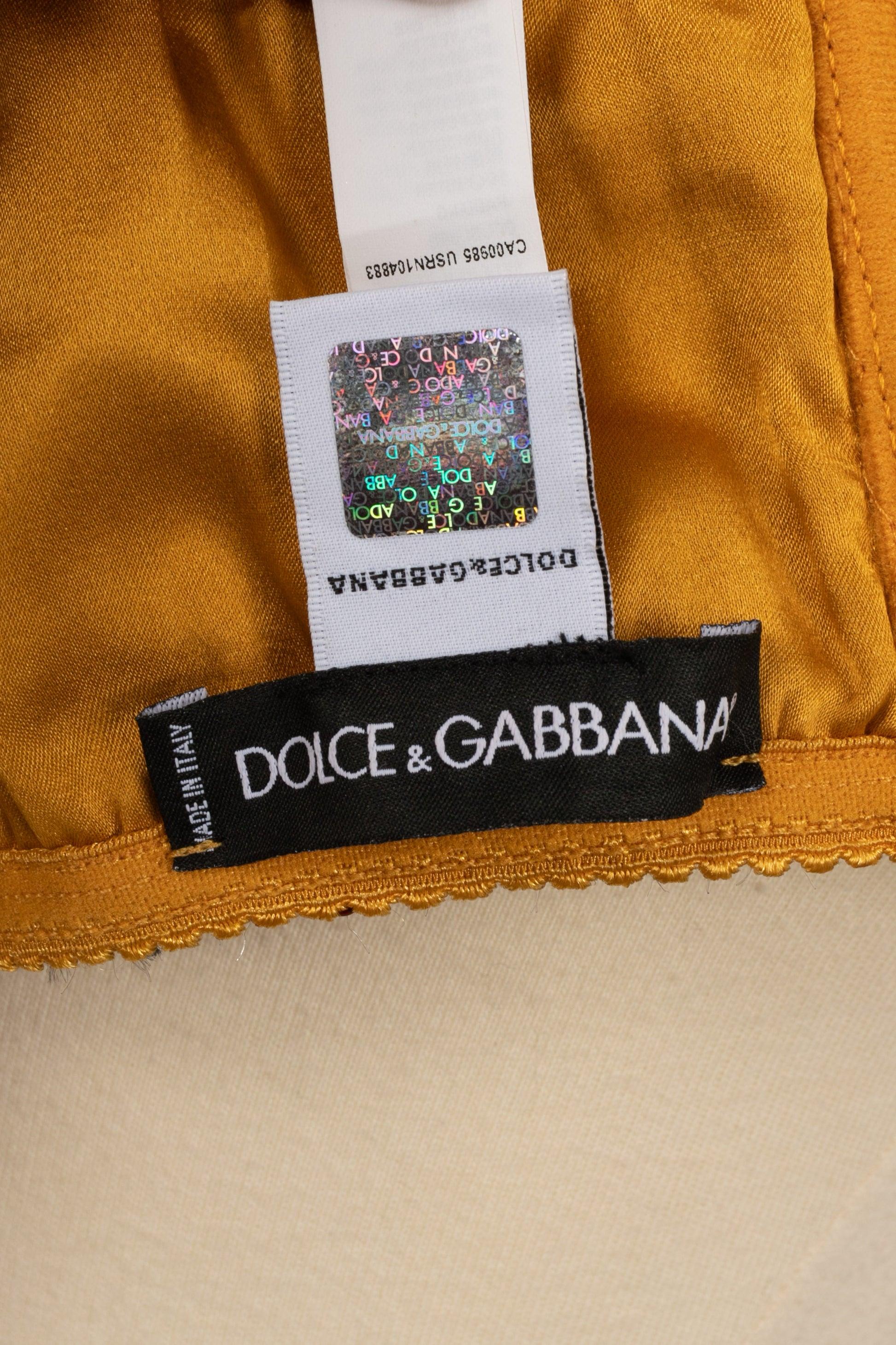 Dolce & Gabbana Entirely Embroidered Top with Orange Sequins For Sale 3
