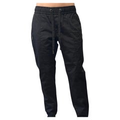 Dolce & Gabbana Essential Black Stretch Cotton Jogger Pants IT 46 Metal Logo Tag