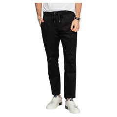 Dolce & Gabbana Essential Black Stretch Cotton Jogger Pants IT 46 Metal Logo Tag