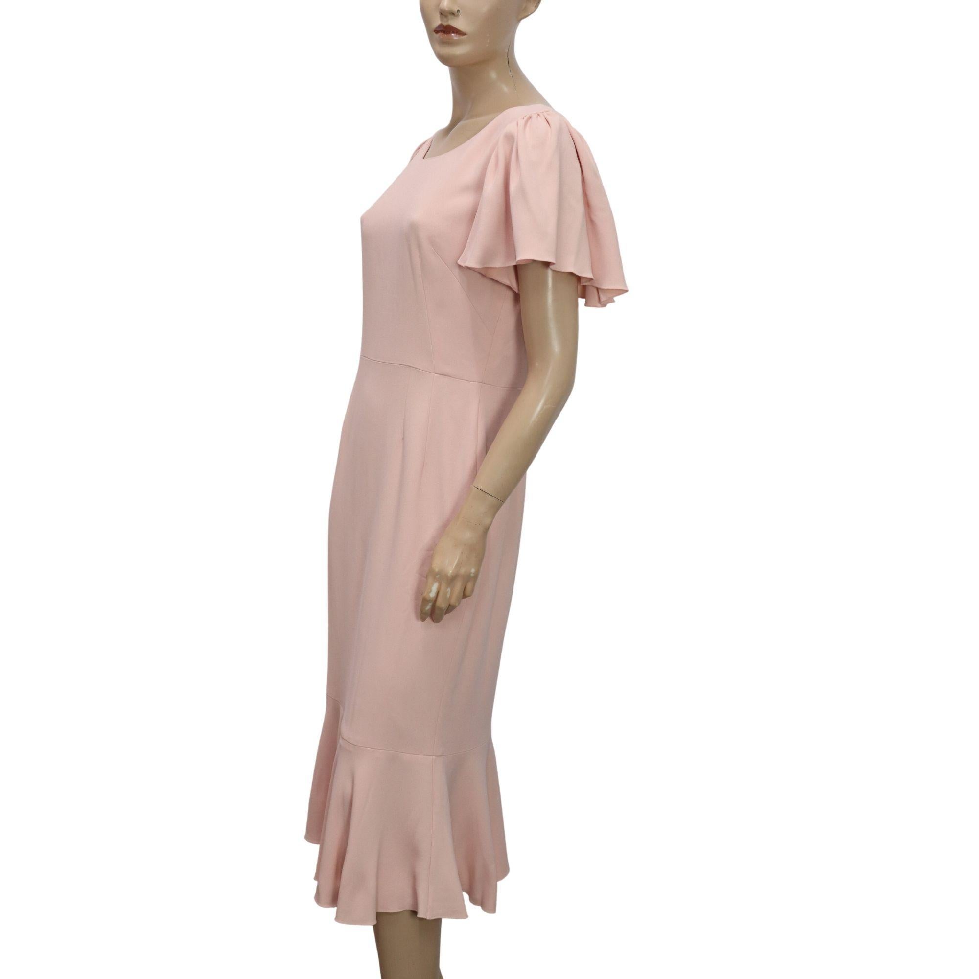 Dolce & Gabbana light pink flutter-sleeve ruffled hem dress.

Additional information:
Material: Viscose and Acetate 
Size: IT 44 / EU 40
Overall condition: Excellent