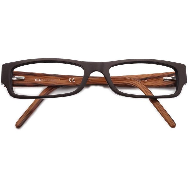 D&G Dolce & Gabbana 4160 Brown Rectangular Eyeglasses Frames 51-15-135 Italy Dolce Gabbana Eyeglasses D&G 1121 513 Dark Brown/Woodgrain  main image 2