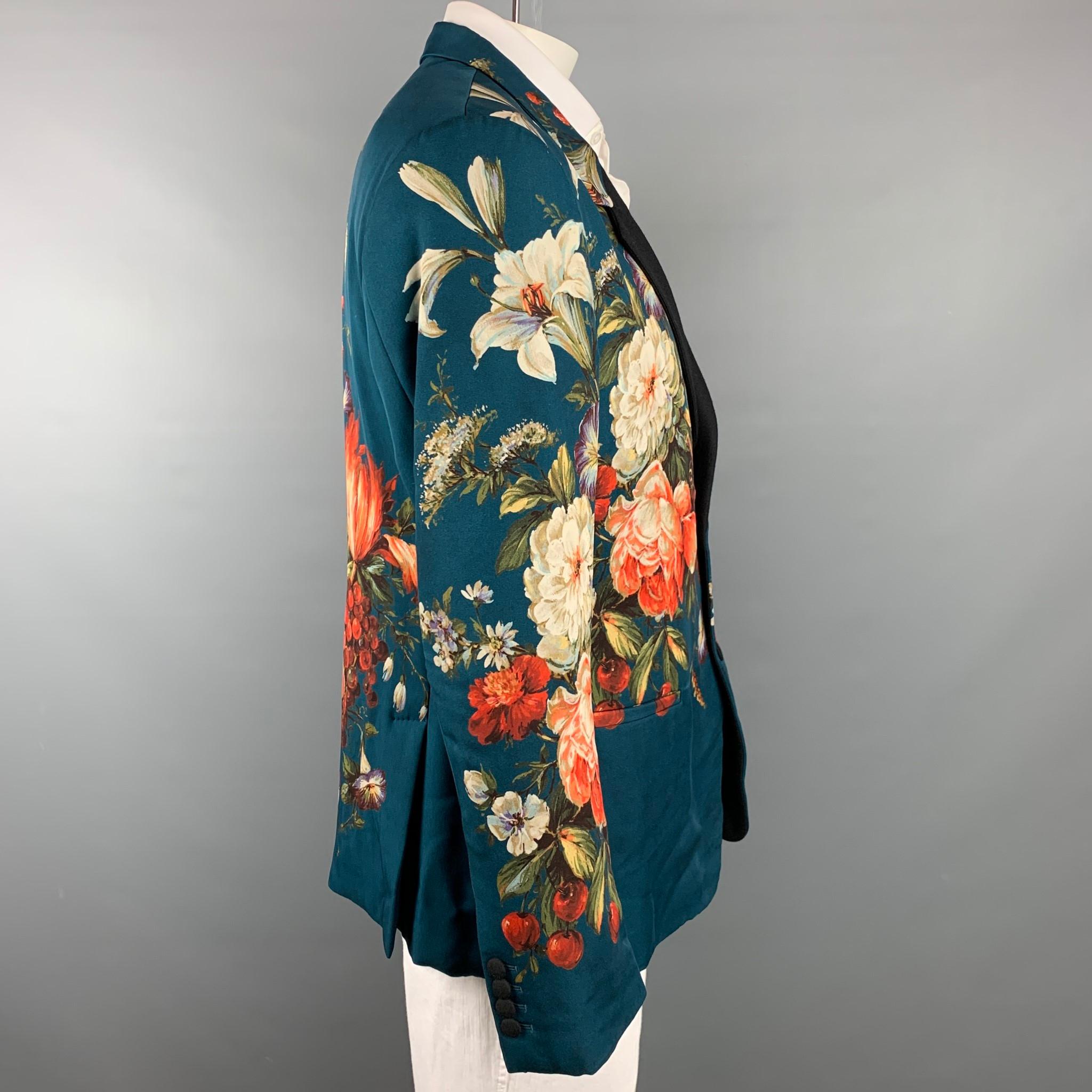 DOLCE & GABBANA F/W 13 Größe 46 Mehrfarbig Floral Wolle / Seide Sportmantel (Schwarz)