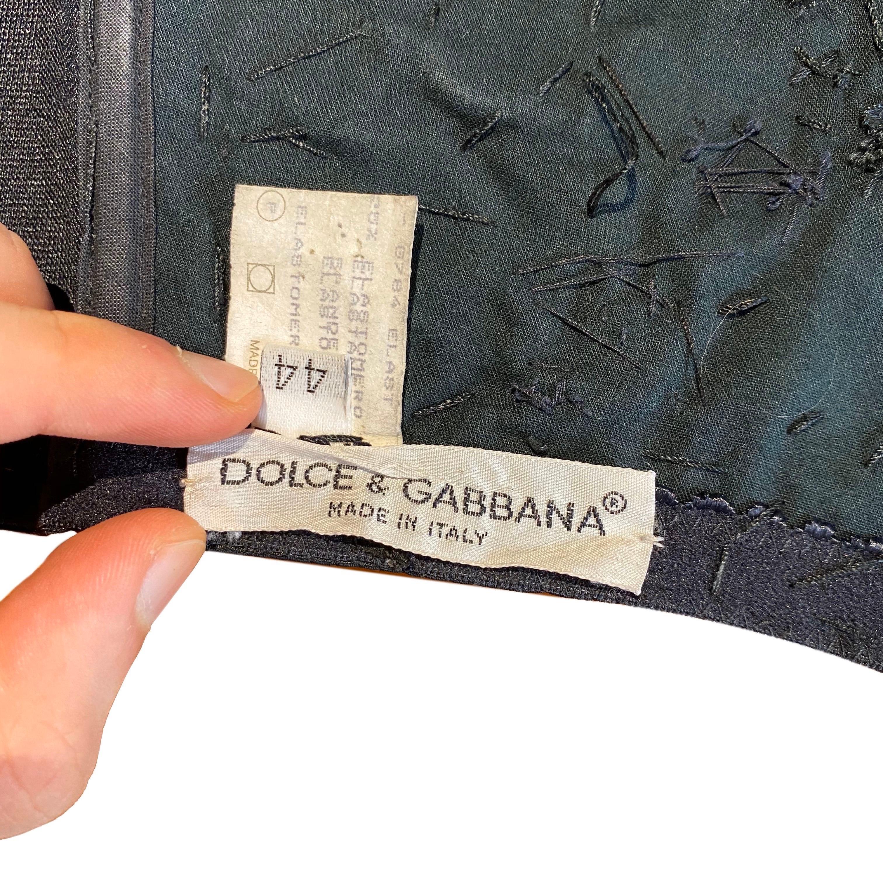 Dolce & Gabbana F/W 1991 Black Crop Bustier with Crystals In Fair Condition For Sale In Rome, IT
