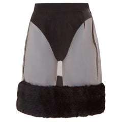 Used Dolce & Gabbana F/W 1995 mesh organza skirt with fur trim