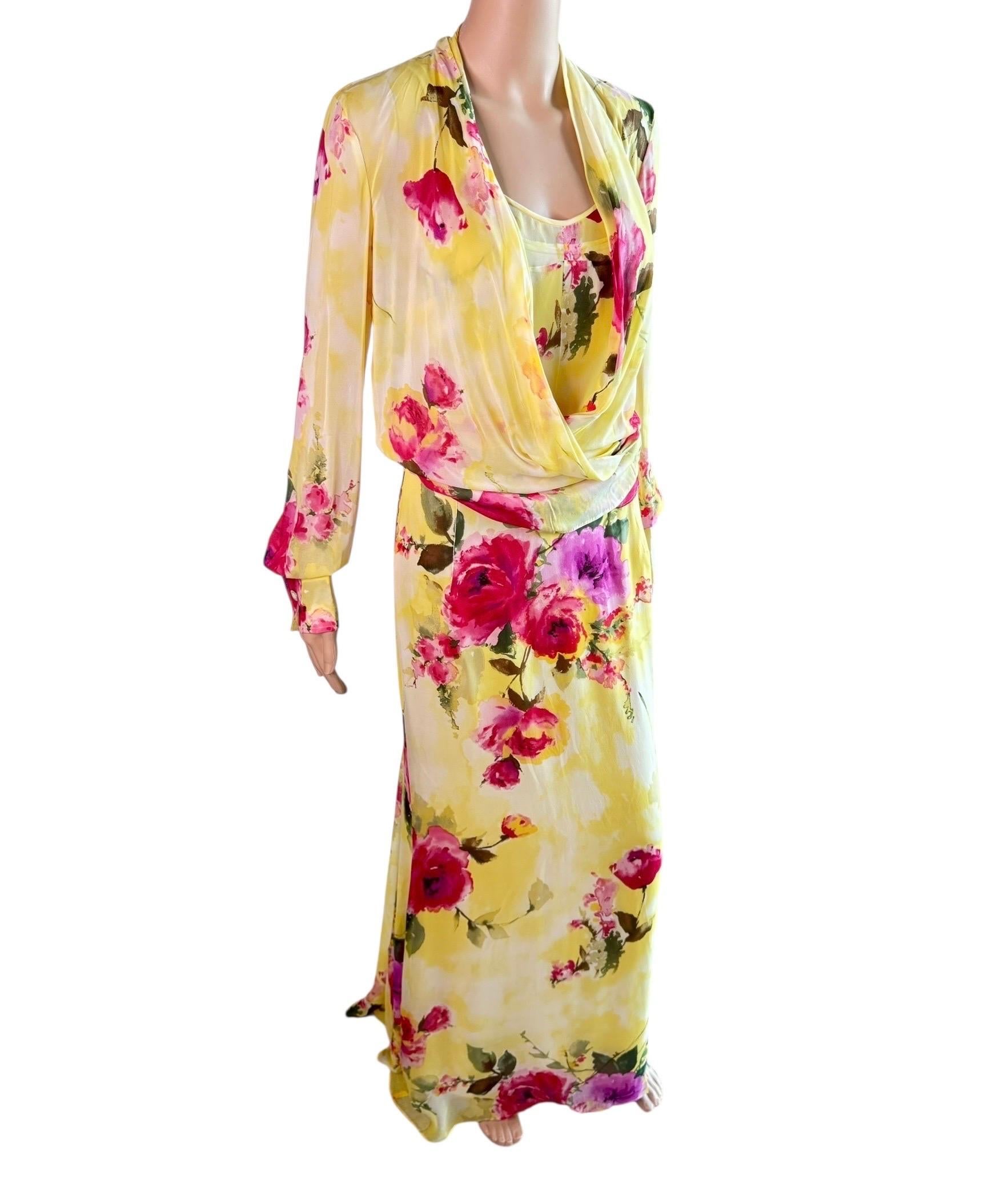 Dolce & Gabbana F/W 1996 Floral Sheer Slip Dress & Blouse 3 Piece Set Ensemble en vente 5