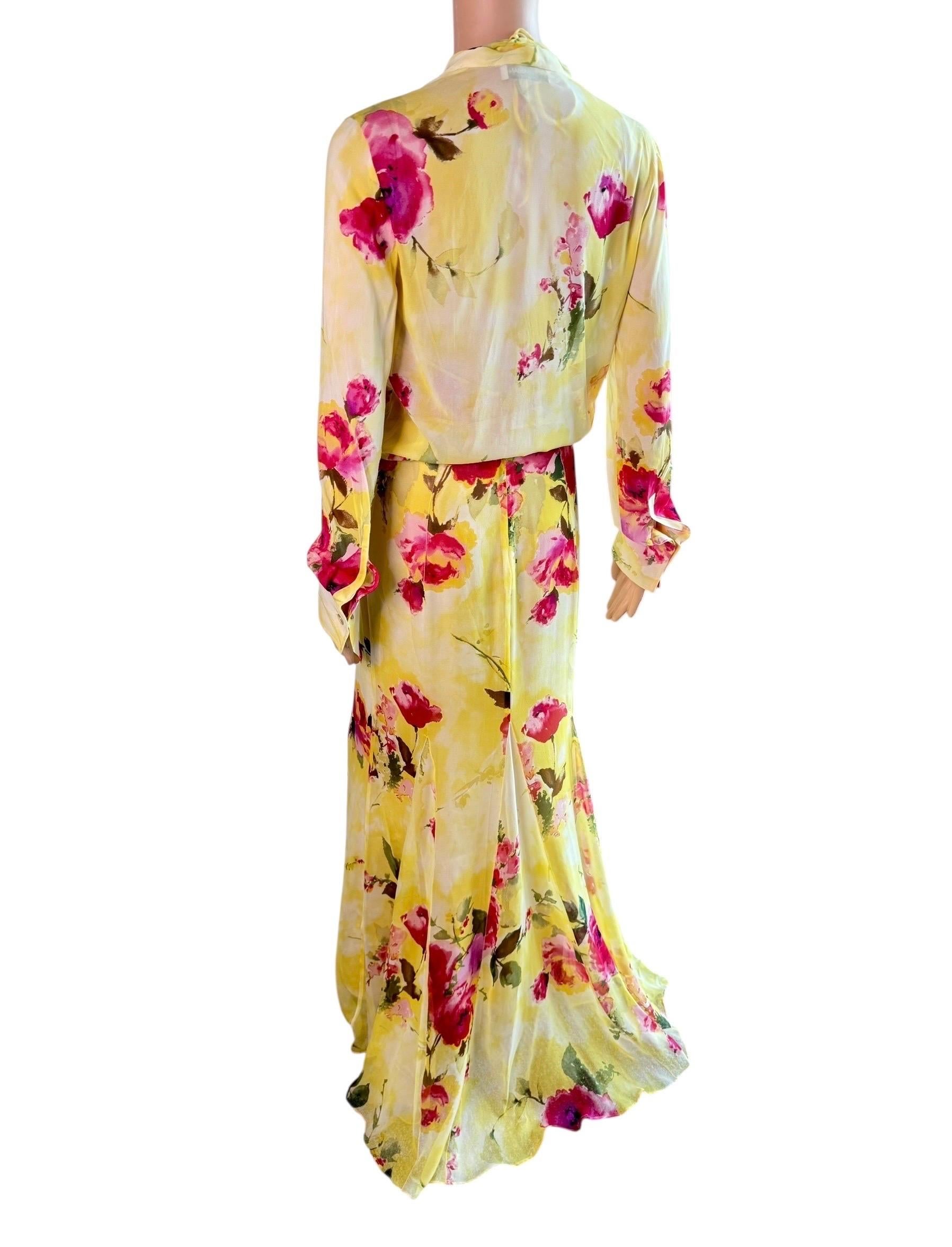 Dolce & Gabbana F/W 1996 Floral Sheer Slip Dress & Blouse 3 Piece Set Ensemble en vente 6