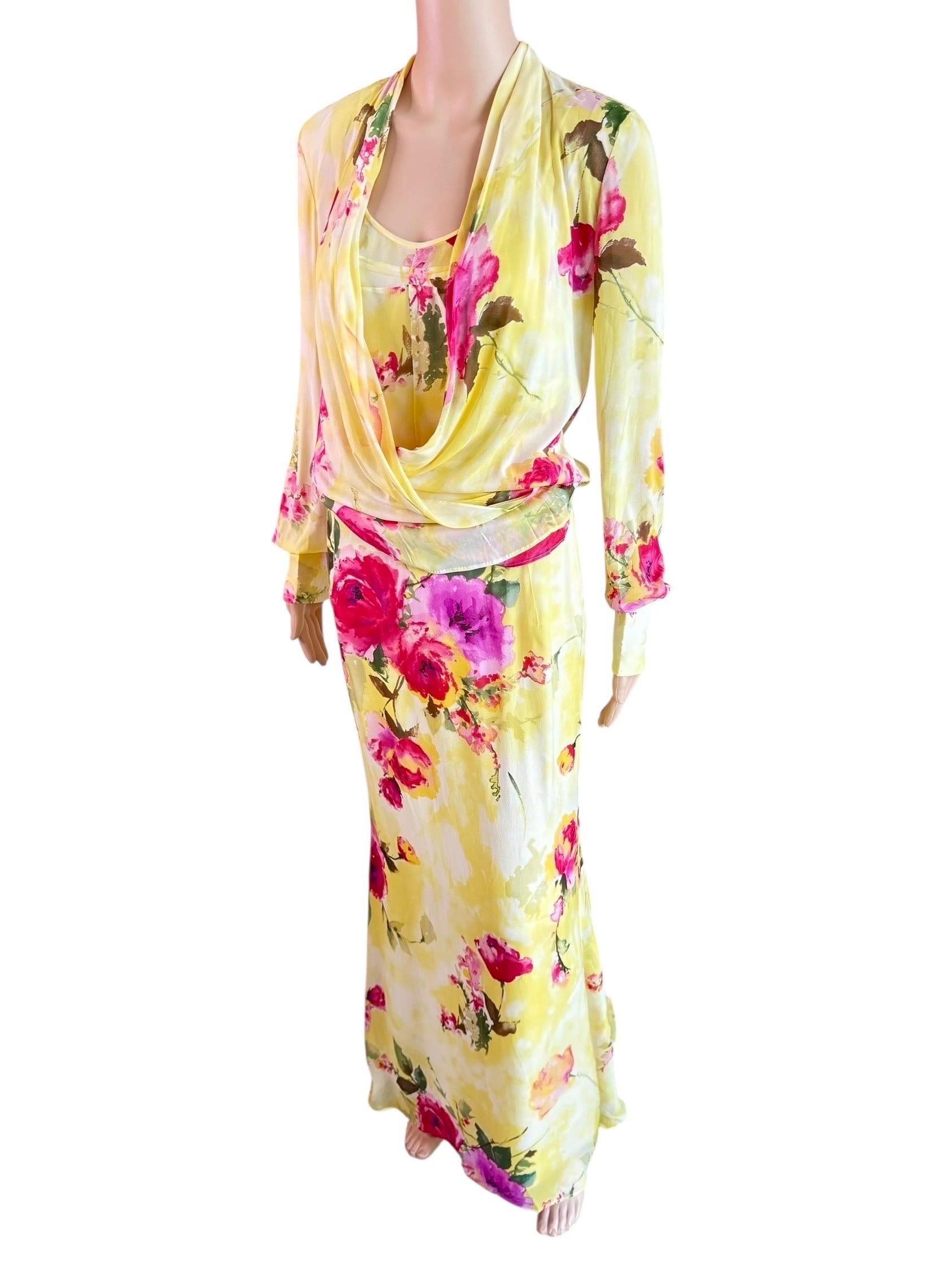 Dolce & Gabbana F/W 1996 Floral Sheer Slip Dress & Blouse 3 Piece Set Ensemble en vente 11