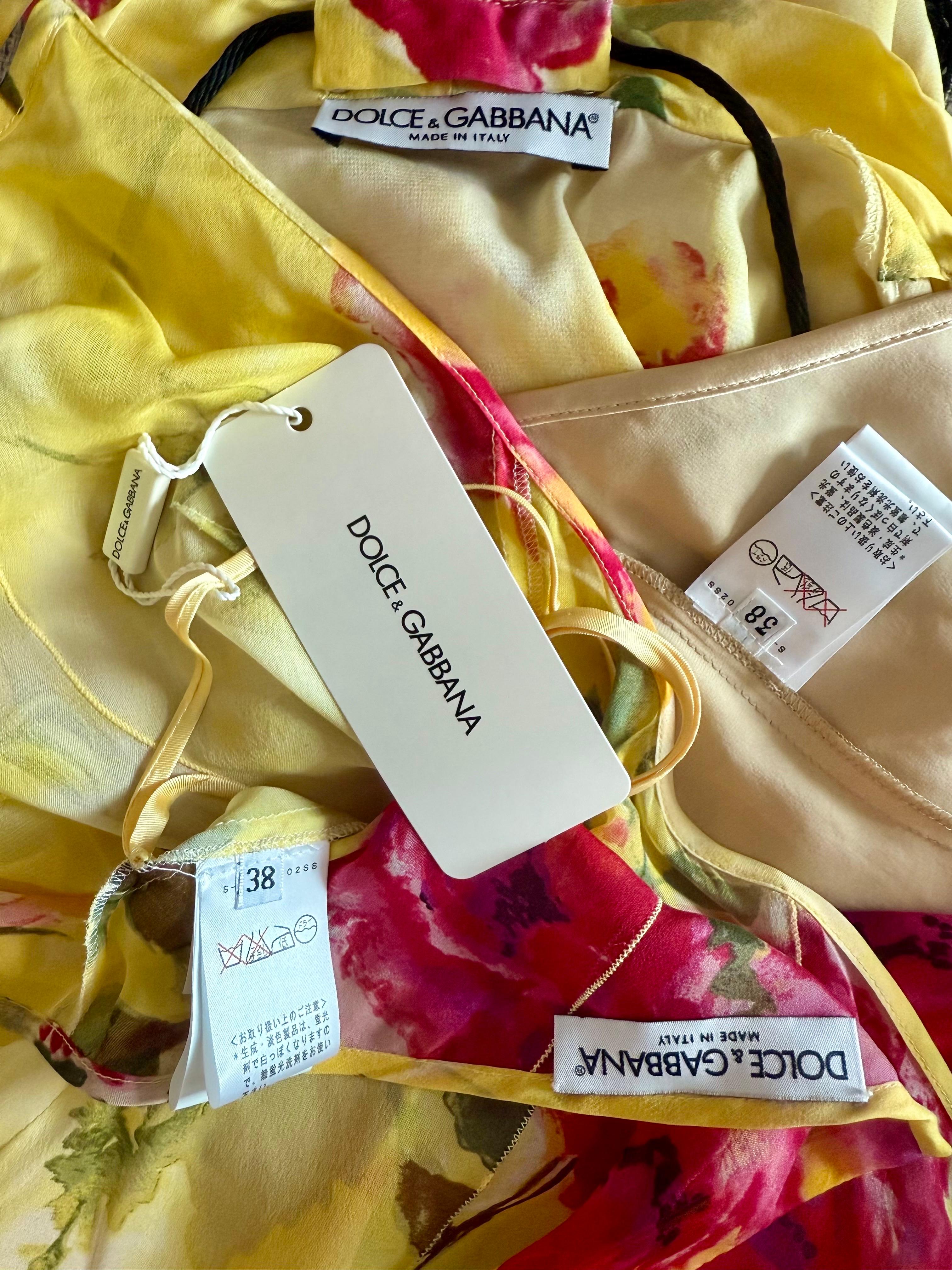 Dolce & Gabbana F/W 1996 Floral Sheer Slip Dress & Blouse 3 Piece Set Ensemble en vente 15