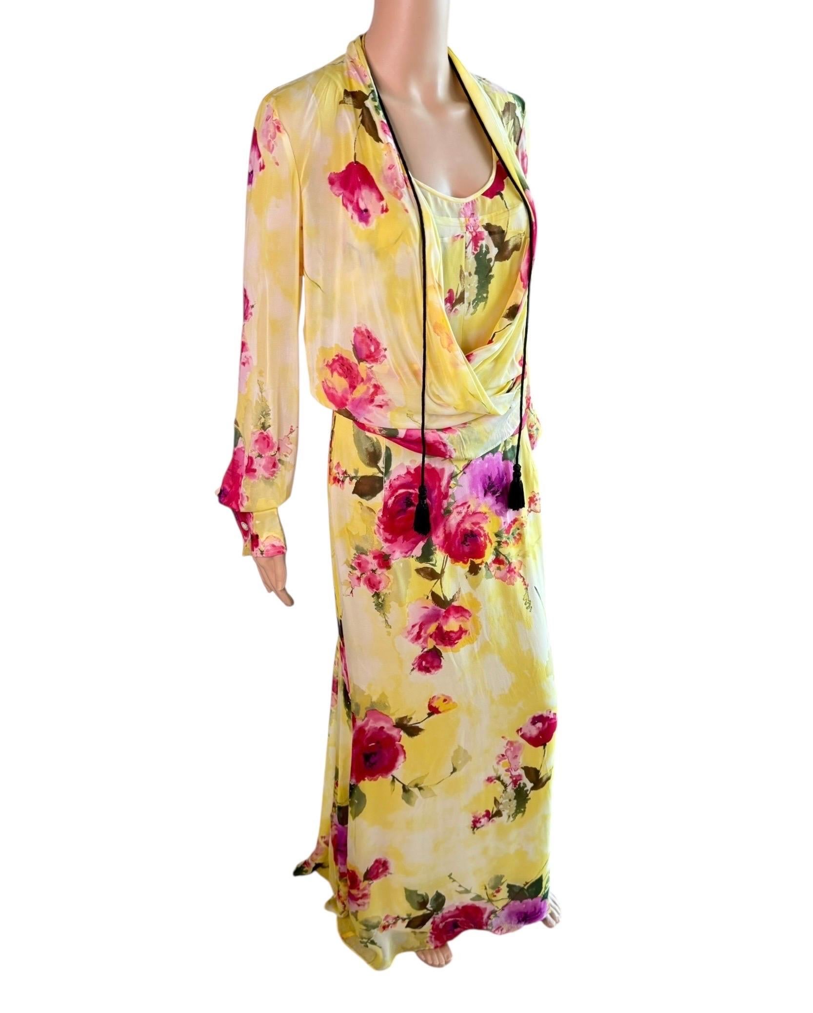 Dolce & Gabbana F/W 1996 Floral Sheer Slip Dress & Blouse 3 Piece Set Ensemble en vente 1