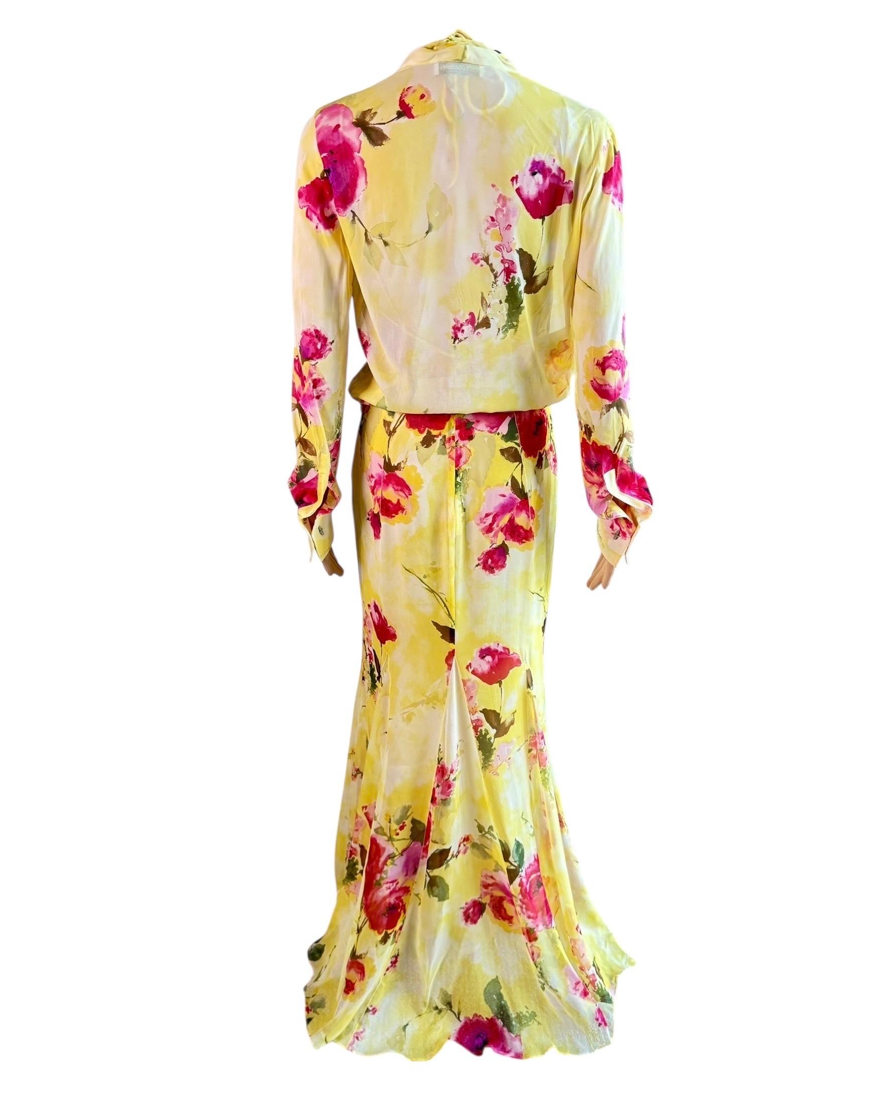 Dolce & Gabbana F/W 1996 Floral Sheer Slip Dress & Blouse 3 Piece Set Ensemble en vente 3