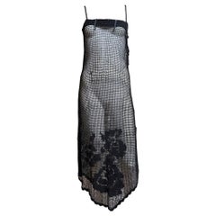 Dolce & Gabbana F/W 1997 Black Crochet Mesh Slip Dress