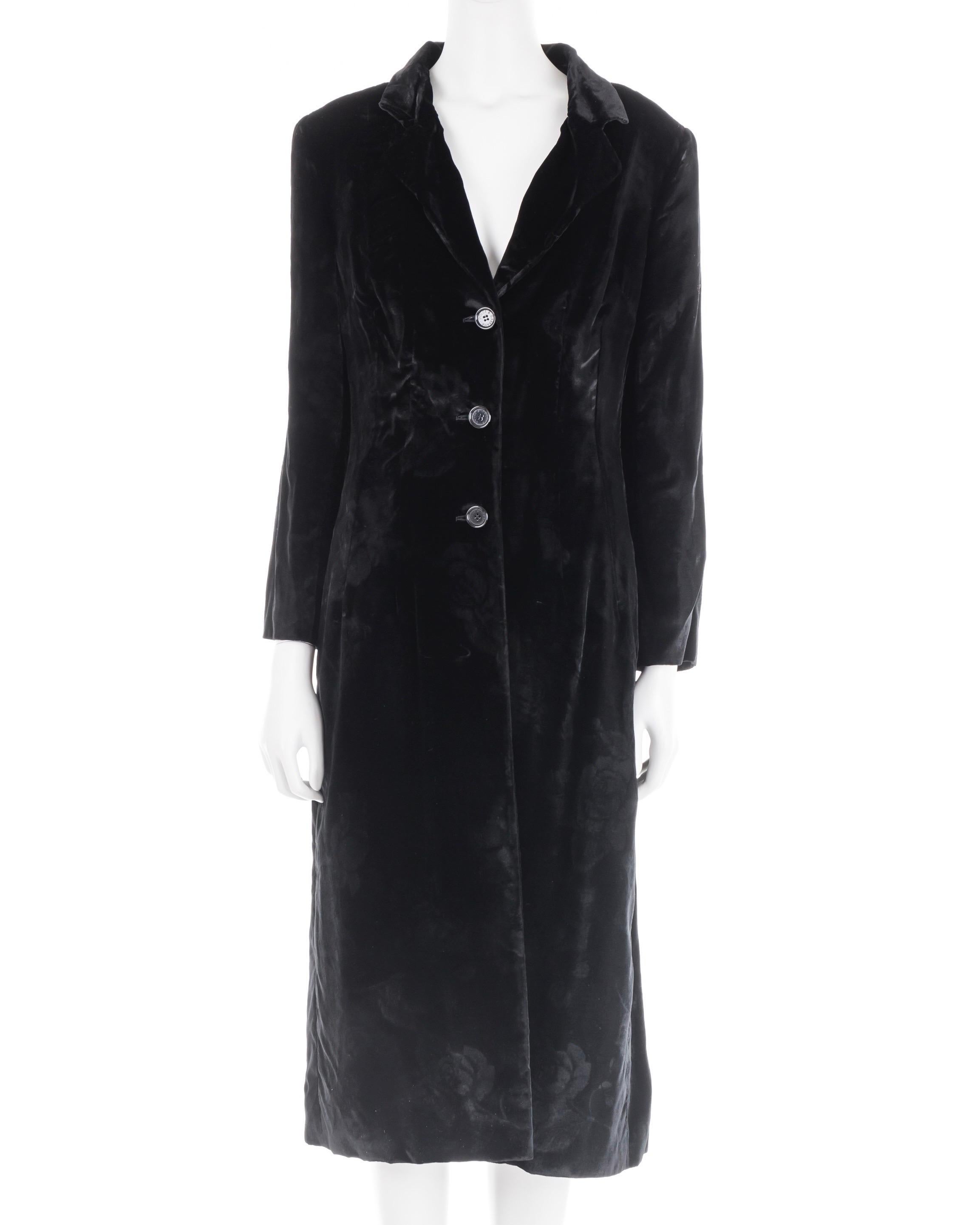 Dolce & Gabbana F/W 1997 black floral velvet coat  For Sale
