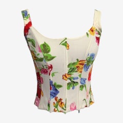 Dolce & Gabbana F/W 1997 - Top corset à fleurs en soie désossée