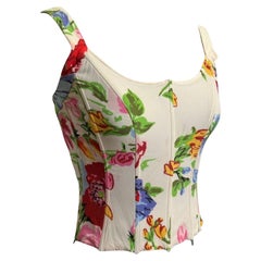 Dolce & Gabbana F/W 1997 - Top corset à fleurs en soie désossée