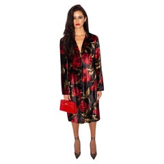 Dolce & Gabbana F/W 1997 Floral Print Velvet Leopard Lined Gangster Chic Coat