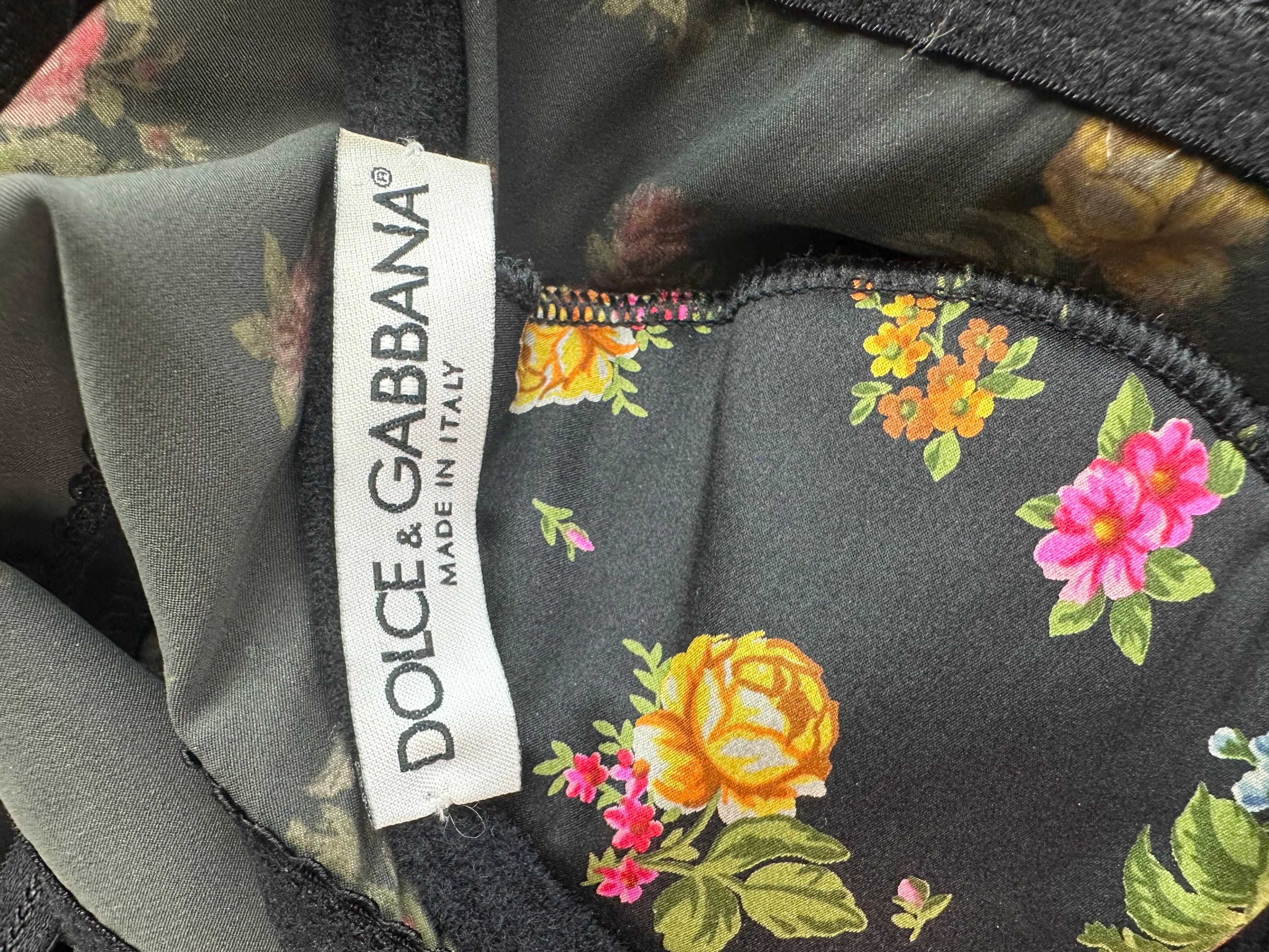 Dolce & Gabbana F/W 1999 Vintage Bustier Silk Floral Print Midi Dress For Sale 9