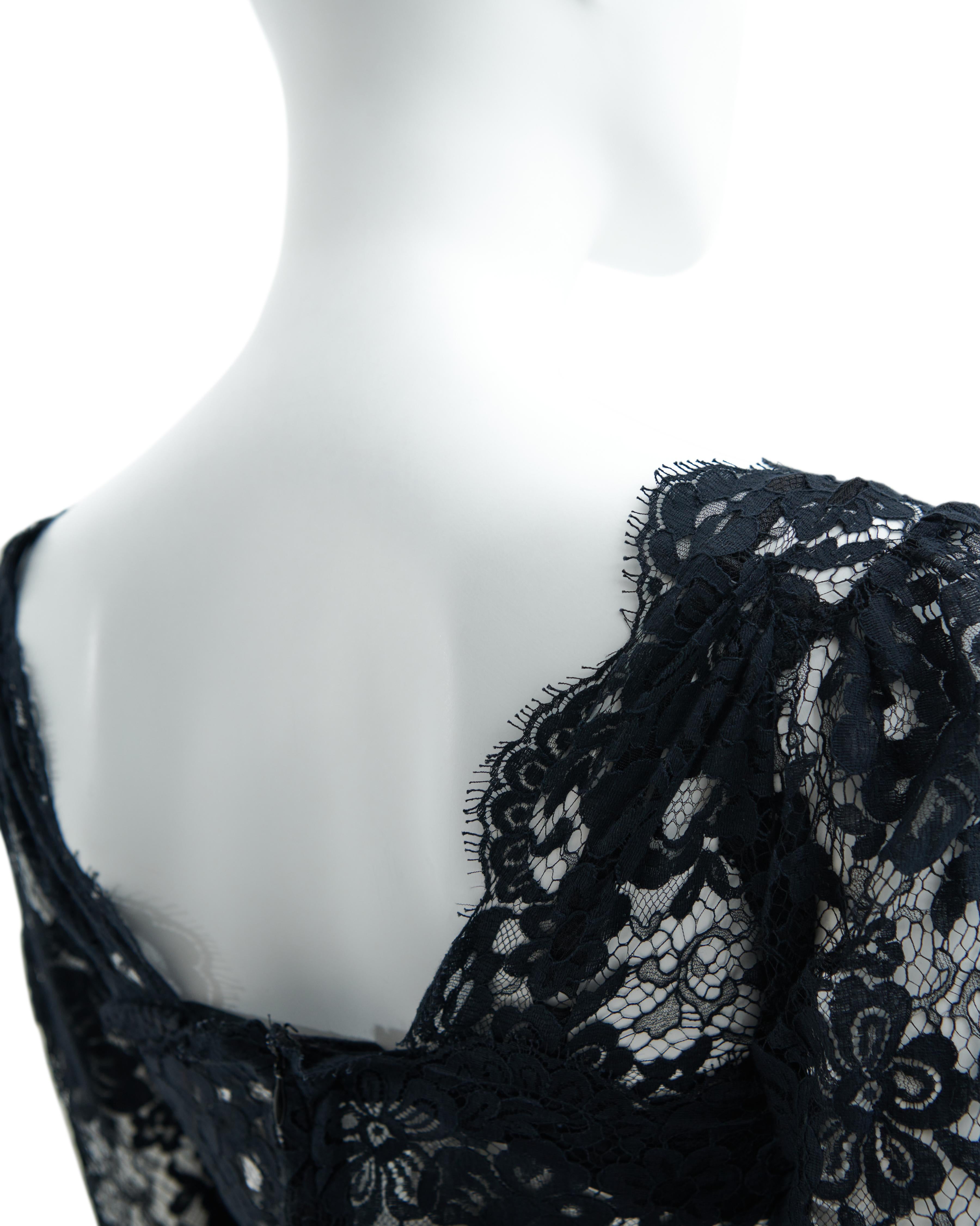 Dolce & Gabbana F/W 2001 Black lace slip dress with attached bra For Sale 9