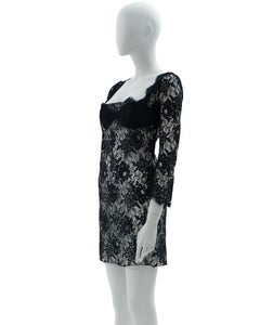 Dolce & Gabbana F/W 2001 Black lace slip dress with attached bra