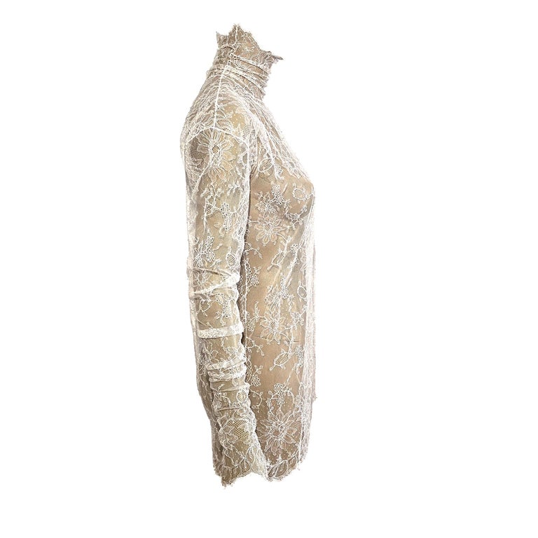 Dolce and Gabbana F/W 2001 White Lace Turtleneck Dress at 1stDibs | turtle  neck lace gown, turtleneck lace dress, turtleneck dress white