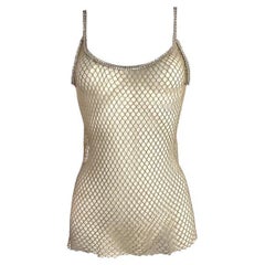 Dolce & Gabbana F/W 2002 J-Lo fishnet Swarovski top