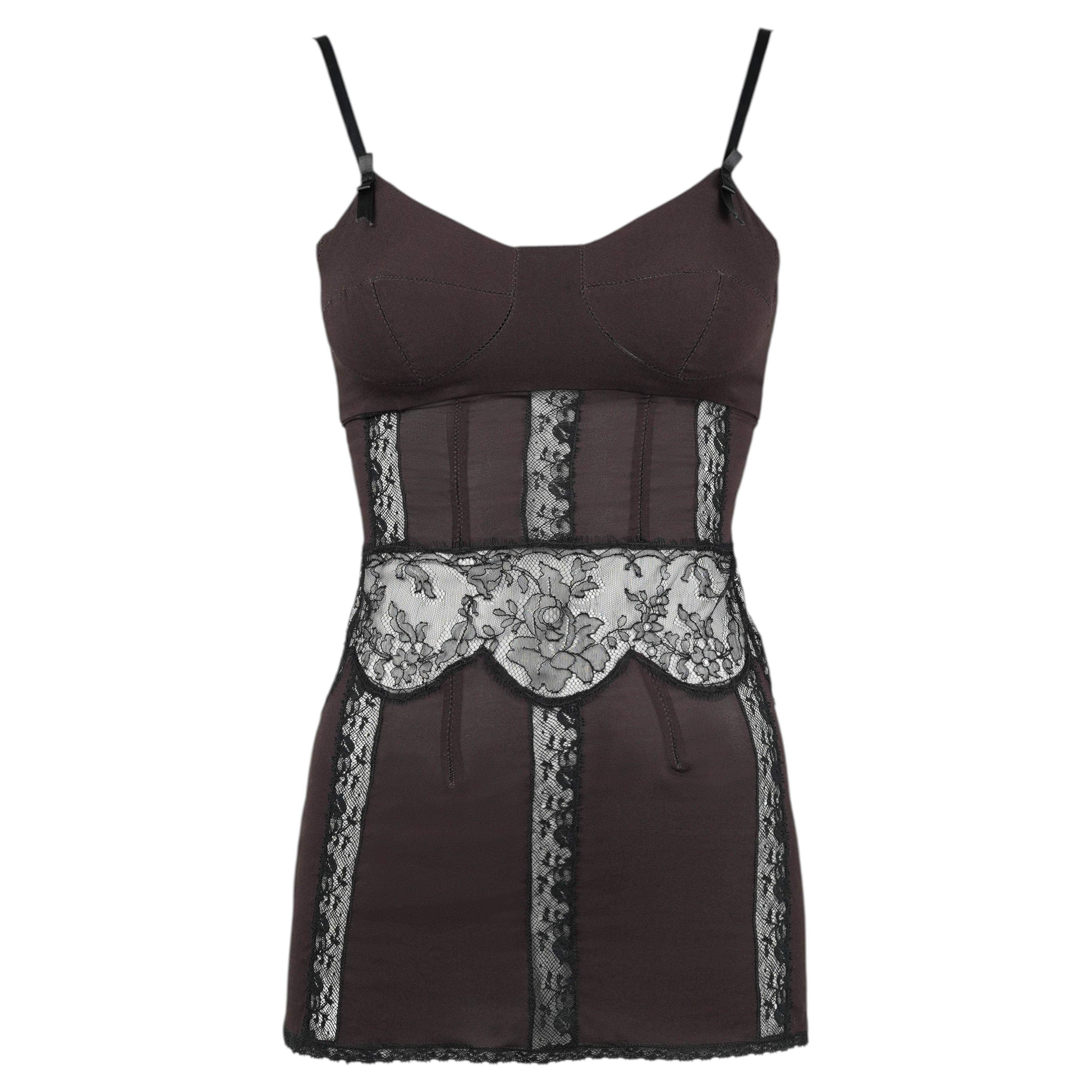 Dolce & Gabbana Pasarela F/W 2002 Top corsé de encaje de seda Talla XS