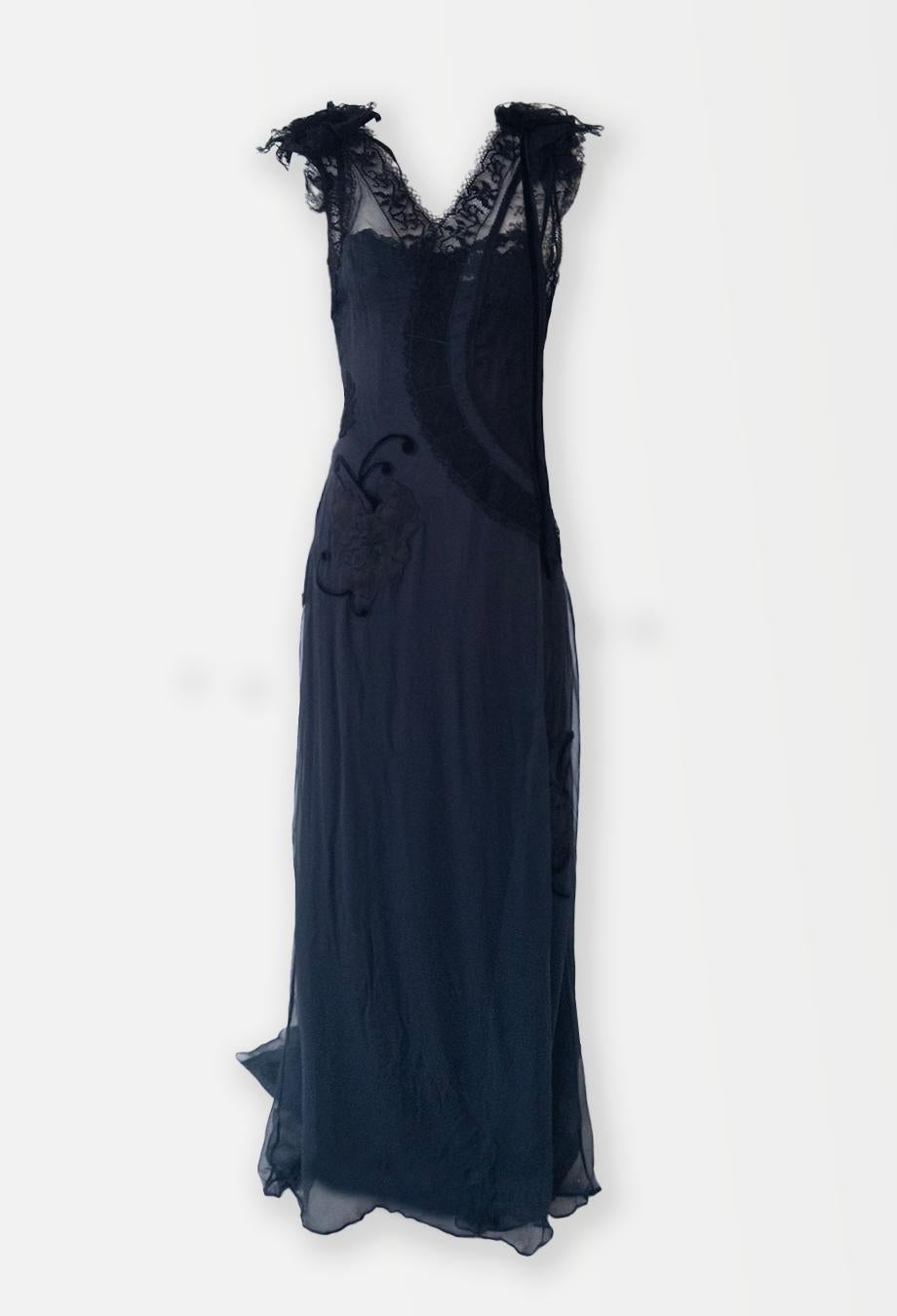 Dolce & Gabbana F&F Vintage 2002 Maxi Abito Lingerie a Strati Sz IT40 in vendita 7
