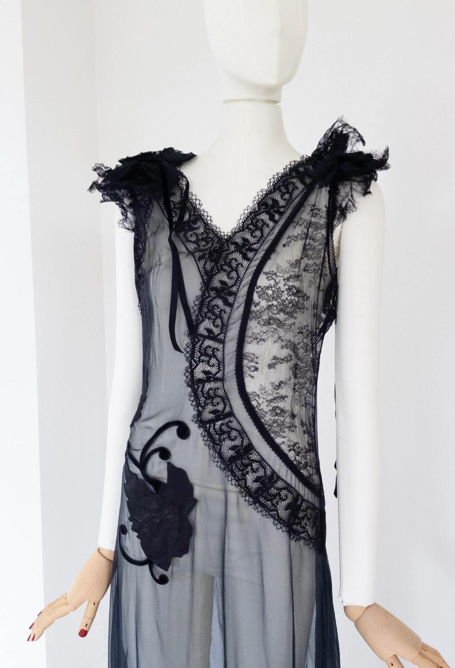 Dolce & Gabbana F&F Vintage 2002 Maxi Abito Lingerie a Strati Sz IT40 in vendita 4