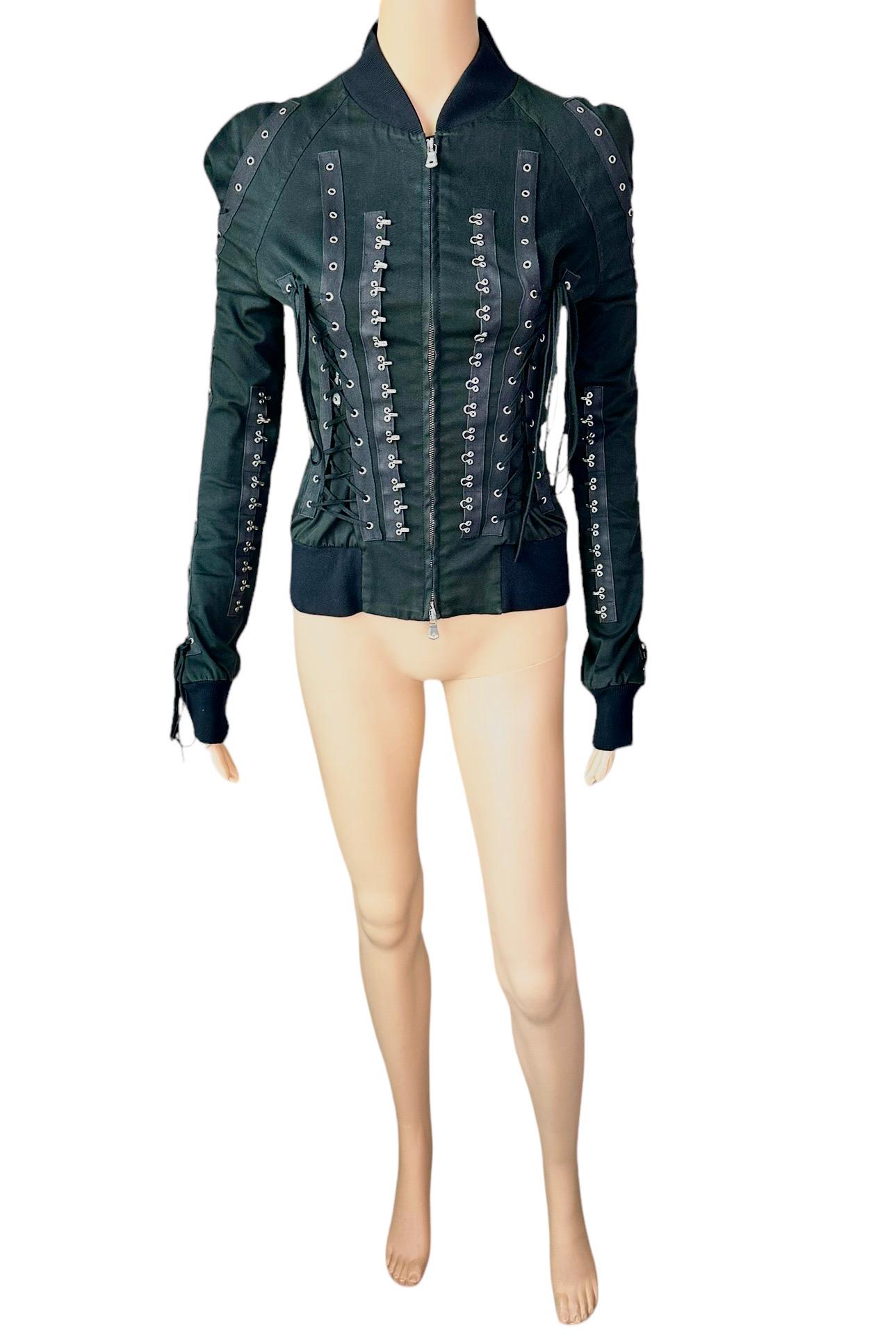 Dolce & Gabbana F/W 2003 Corset Lace Up Hook and Eye Black Top Jacket For Sale 6