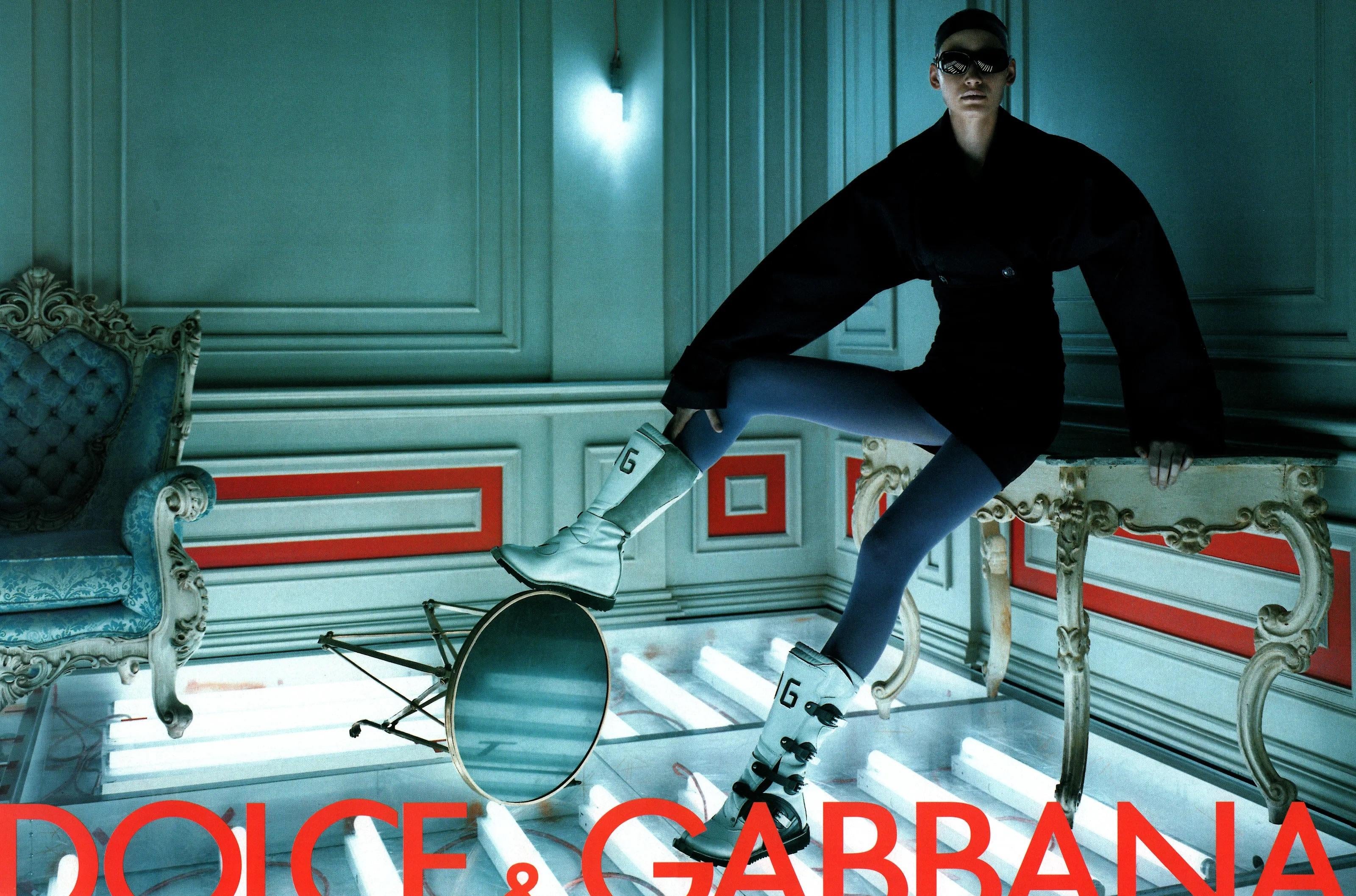 Dolce & Gabbana F/W 2003 Moto Cross Botas Blancas Gray en venta